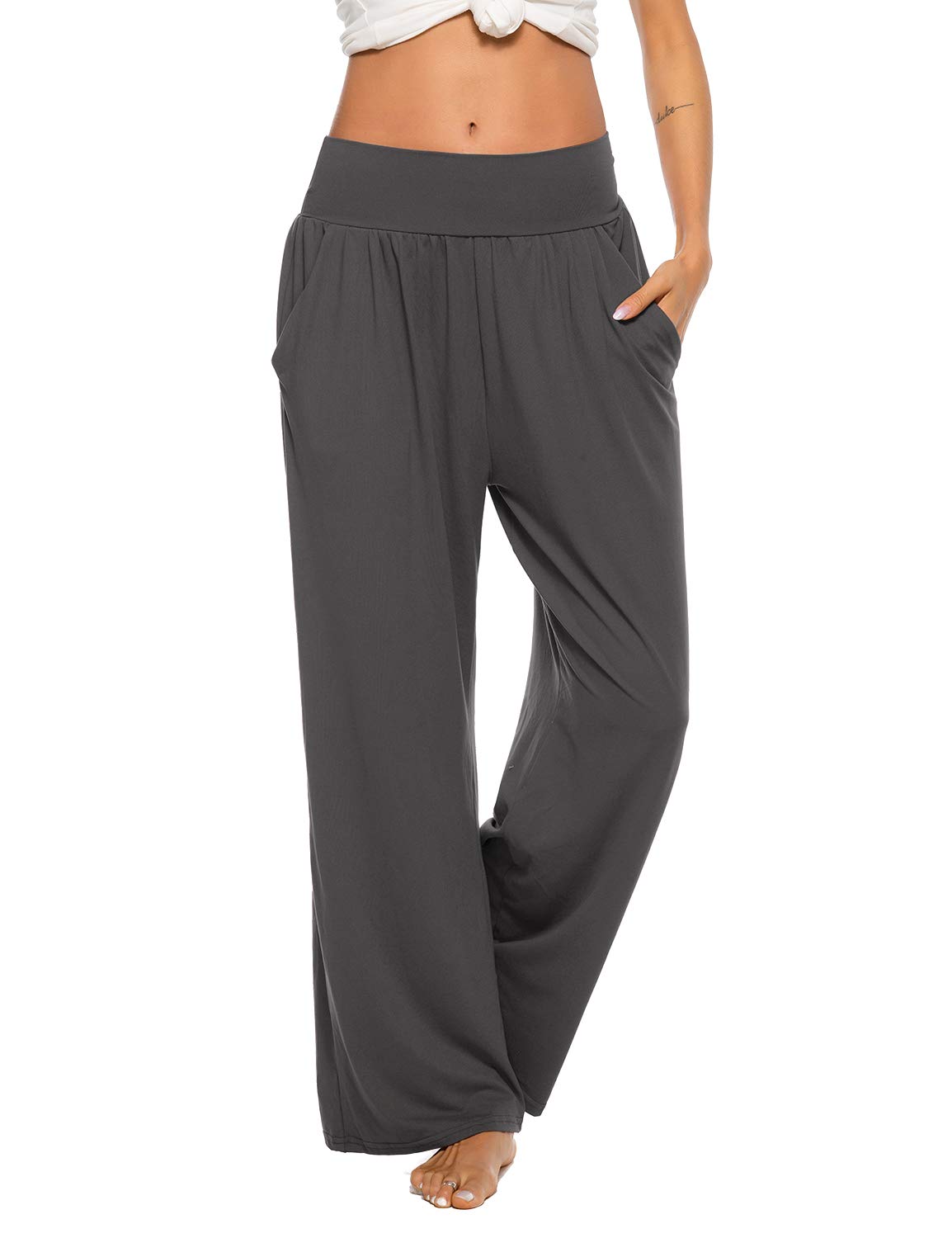 ZJCT Women's Yoga Sweatpants - Comfy Loose Fit Casual Wide Leg Lounge Joggers with Pockets | Perfect for Yoga, Workout, Running & Home Relaxation