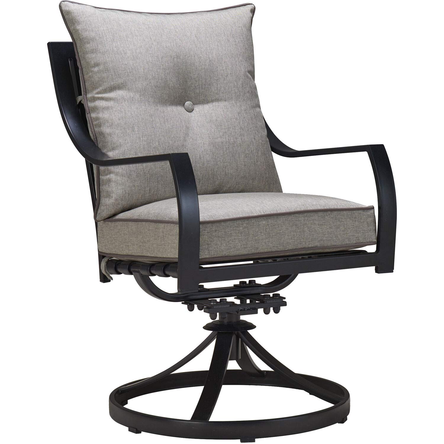 Hanover Lavallette 7-Piece Modern Outdoor Dining Set with Umbrella - 2 Swivel Rockers, 4 Stationary Chairs & 66