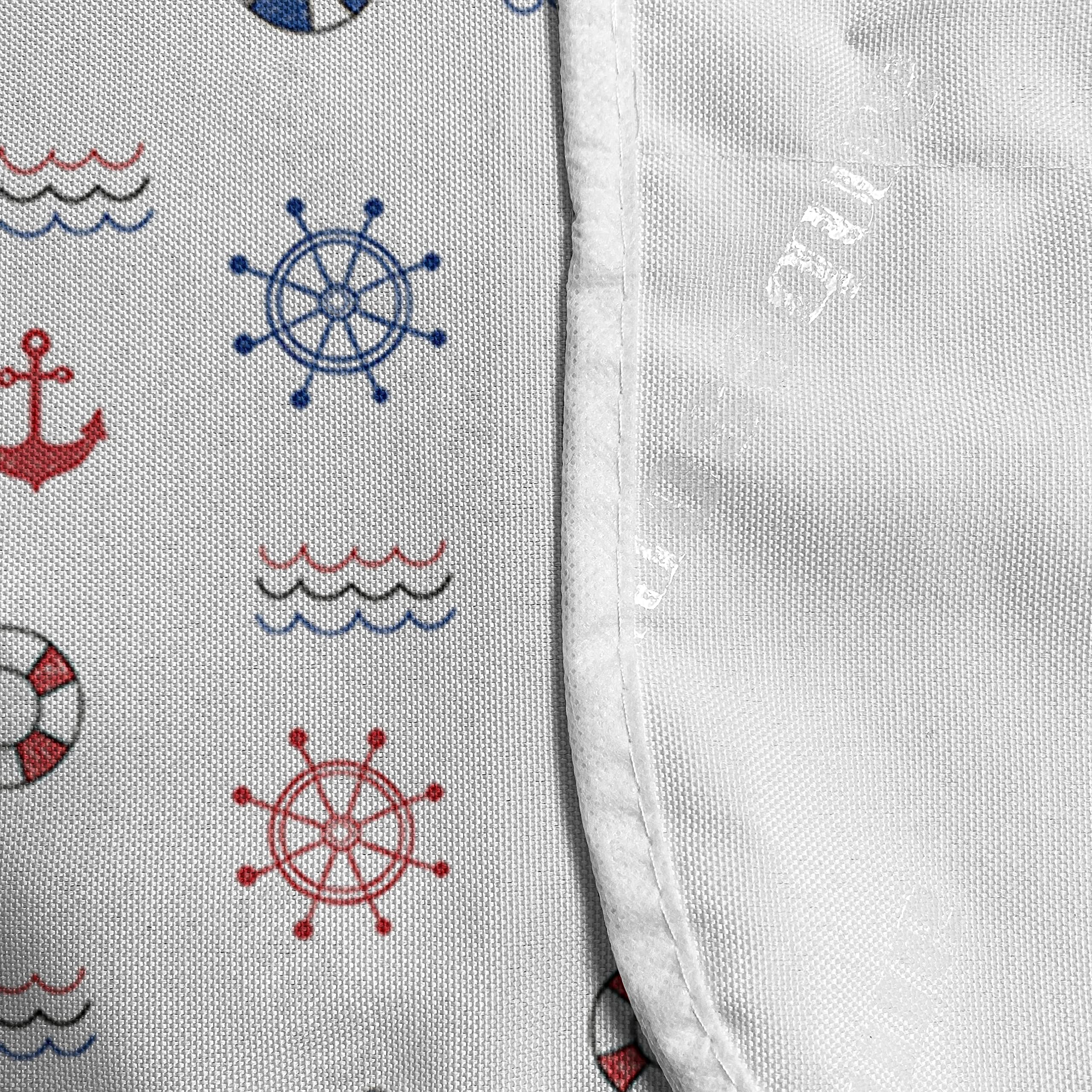 Ambesonne Waterproof Nautical Microwave Cover - Marine Anchor Compass Sea Waves Design, 36