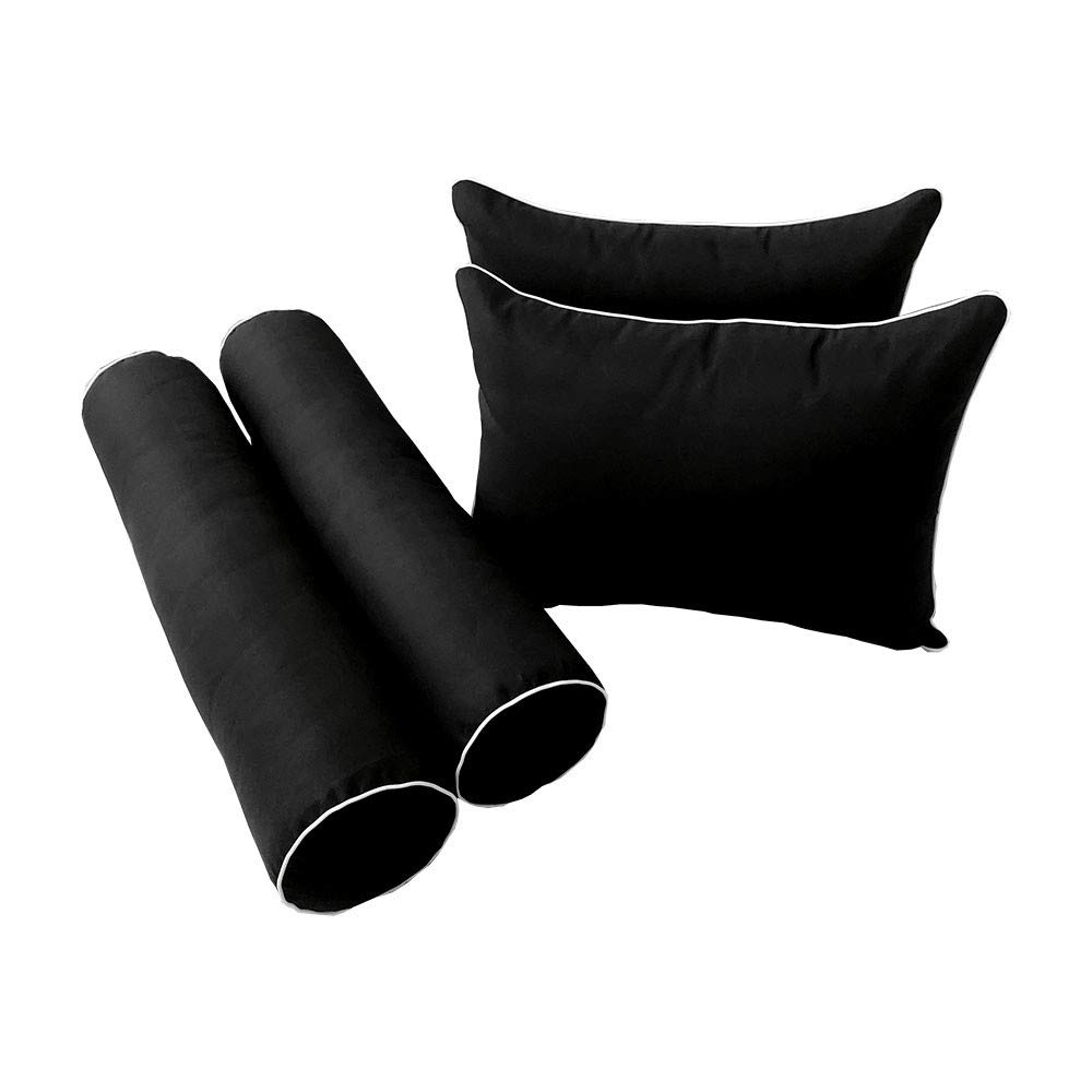 Prolinemax Outdoor Style 4 Twin-XL Contrast Trim Daybed Mattress Bolster Pillow Fitted Sheet Cover Only - AD109 | Perfect for Dorm Rooms, Guest Beds & Outdoor Furniture