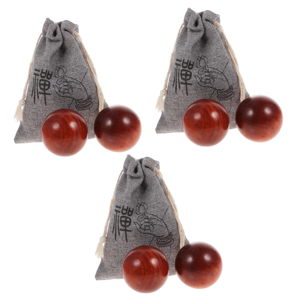 Beavorty 3-Piece Hand Massage Ball Set - Wooden Therapy Balls for Myofascial Release, Stress Relief & Acupressure | Perfect for Hand Exercise, Physical Therapy & Pain Relief (Mahogany, Smooth Finish)