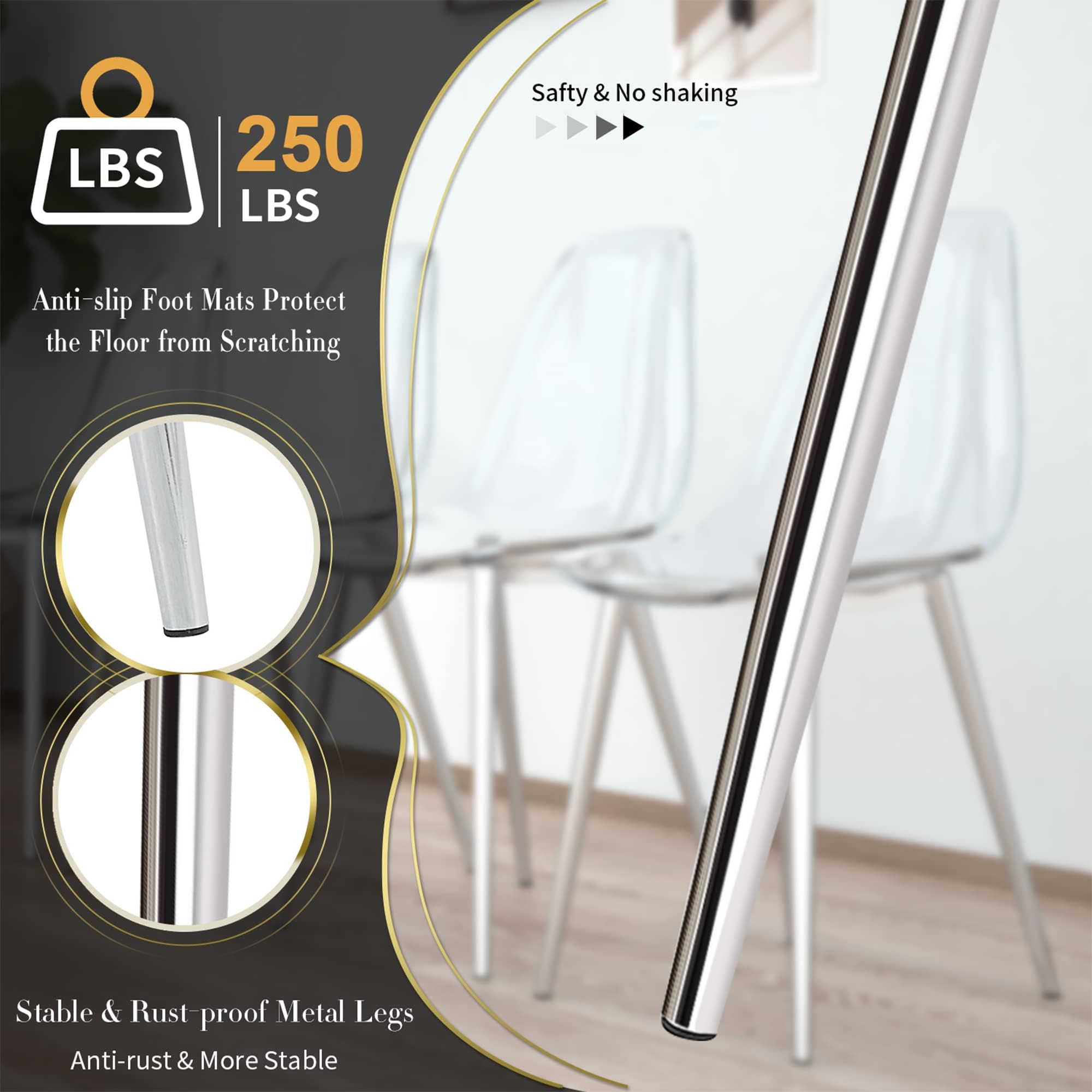 Baysitone 4-Piece Clear Acrylic Dining Chairs Set - Modern Transparent Kitchen Chairs with Sturdy Metal Legs - Silver Finish for Dining Room, Kitchen & Living Room - Perfect for Small Spaces, Minimalist Decor & Contemporary Home Settings