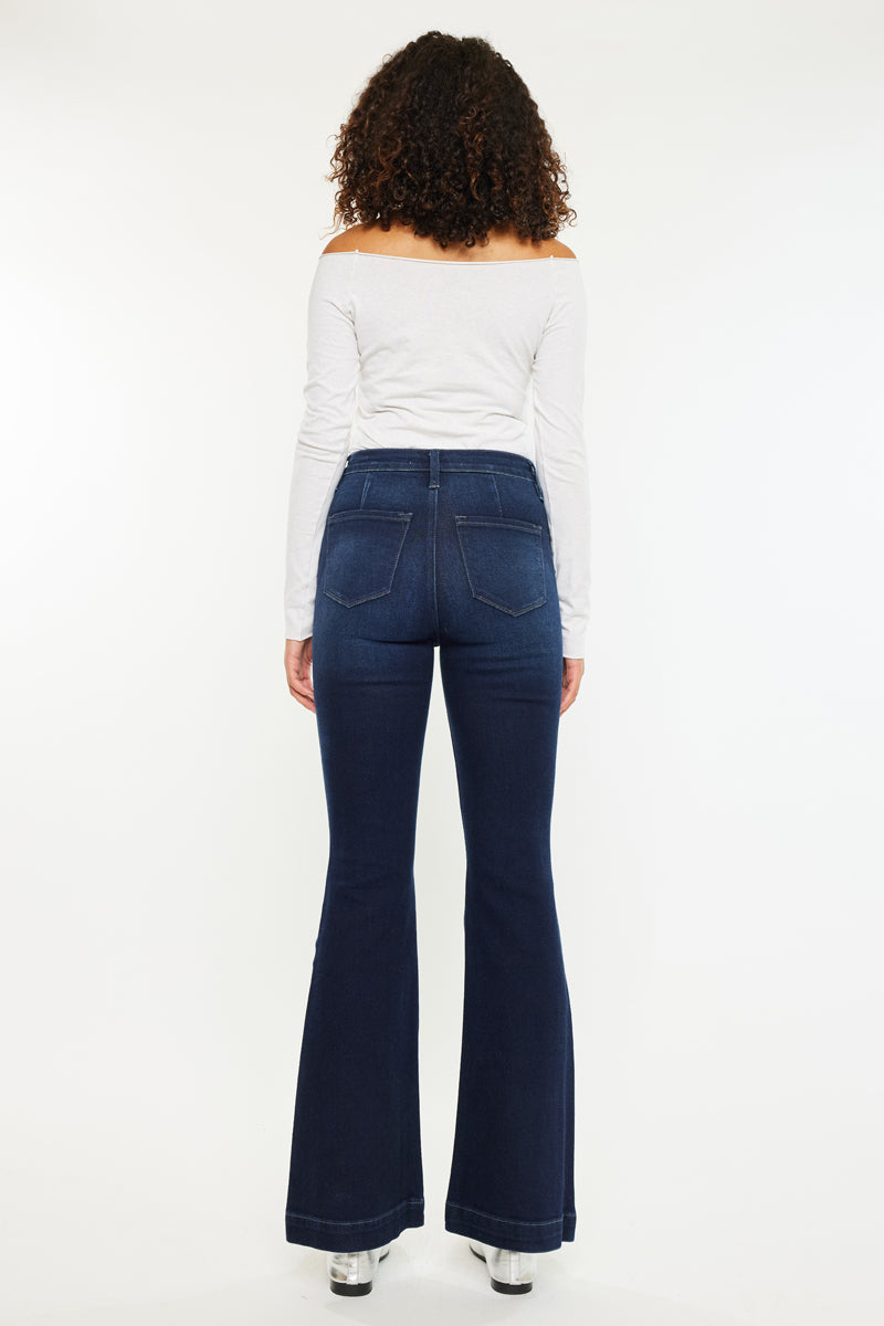 Dixie Ultra High Rise Flare Jeans for Petite Women - Vintage 70s Inspired Stretch Denim Pants for Casual Wear & Night Out