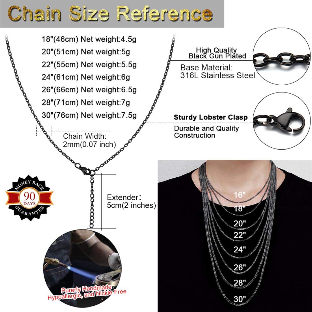 ChainsHouse Thin Rolo Chain Necklaces for Women & Men - 1.4MM/2MM Stainless Steel Cable Chains with 5cm Extender - 14K Gold, Rose Gold & Black Plated Options - 16-30 Inch Adjustable Length - Perfect for Layering, Gifts & Everyday Wear