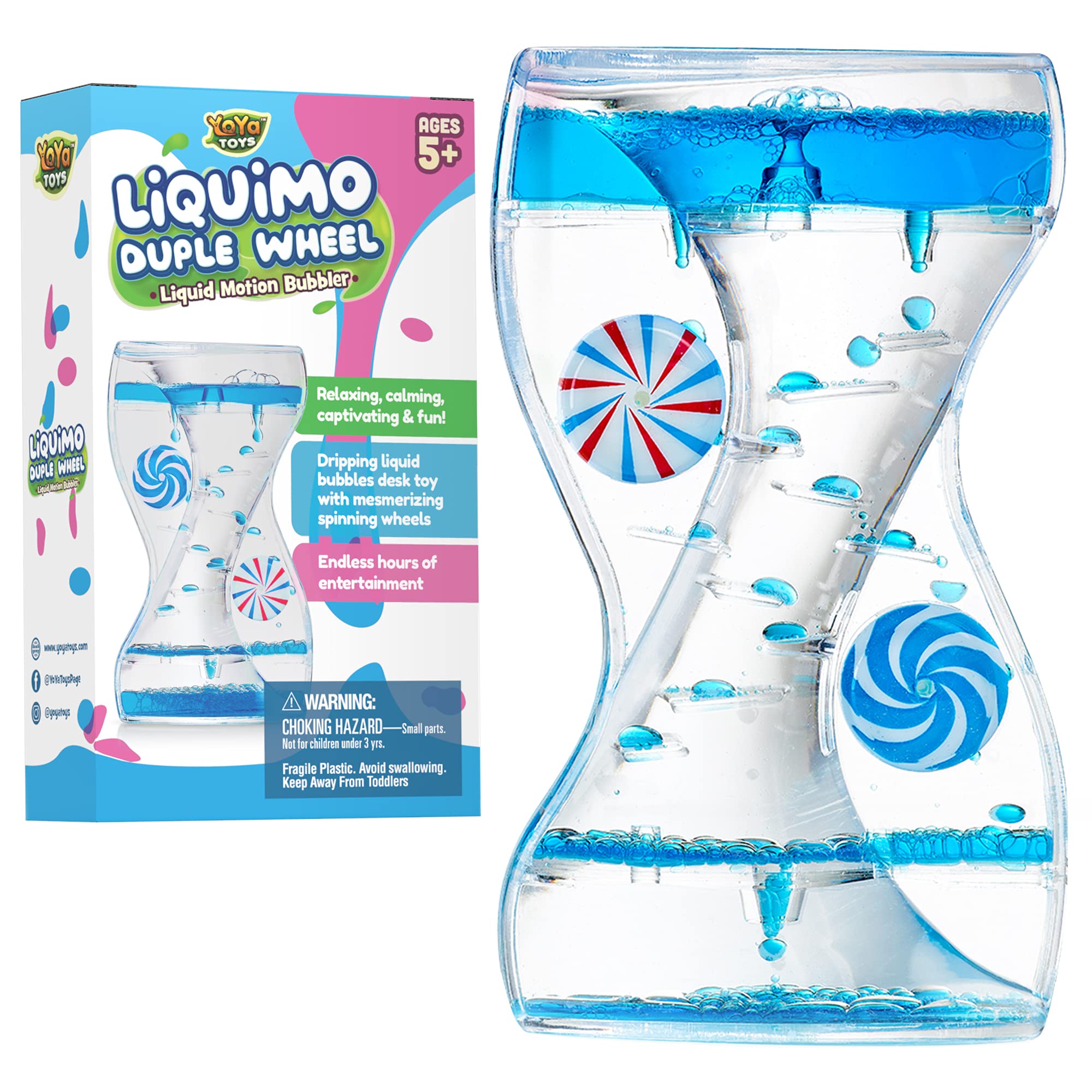 YoYa Toys Liquimo Liquid Motion Bubbler - Dual Wheel Sensory Fidget Toy for Kids & Adults - Stress & Anxiety Relief, Autism Calming Tool - Desk Decor, Office Timer, Holiday Stocking Stuffer (Perfect for Classrooms, Therapy & Home Relaxation)