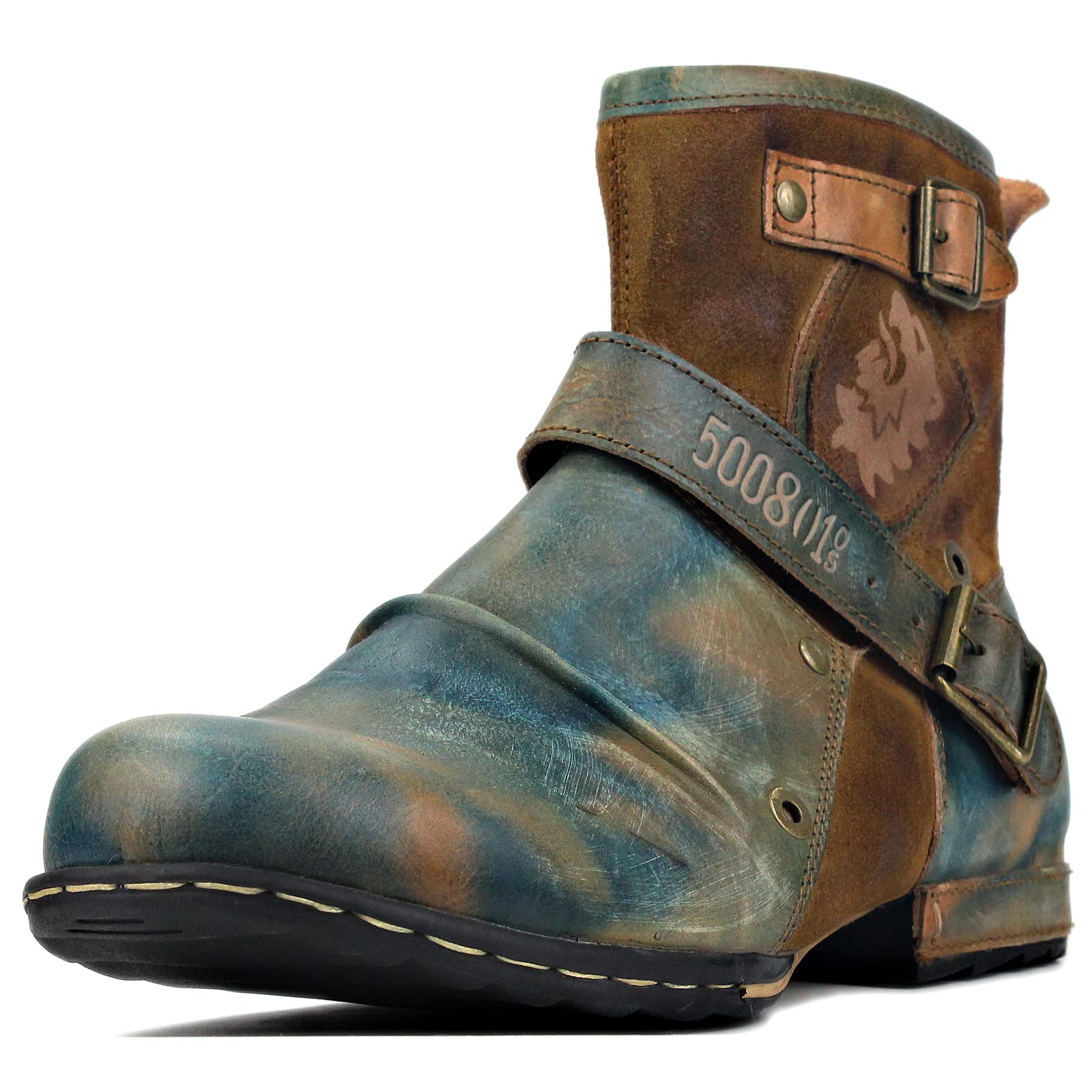OSSTONE Men's Fashion Leather Chukka Boots with Zipper - Casual Motorcycle Shoes OS-5008-1-AU-US-R | Perfect for Riding, Outdoor Activities & Daily Wear
