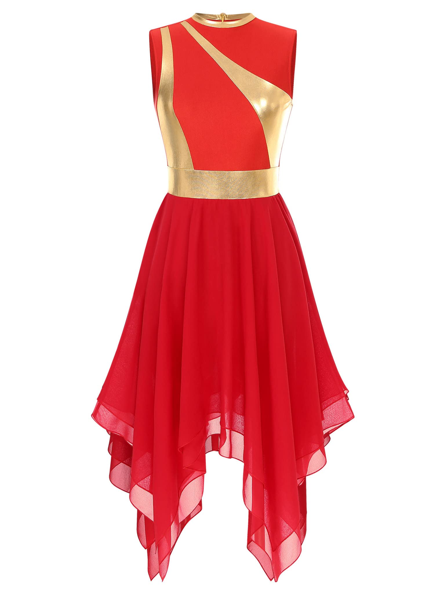 Women's Praise Dance Dress - Color Block Tunic with Irregular Hem - Worship & Liturgical Lyrical Dance Costume - Perfect for Church Performances & Spiritual Dance Events
