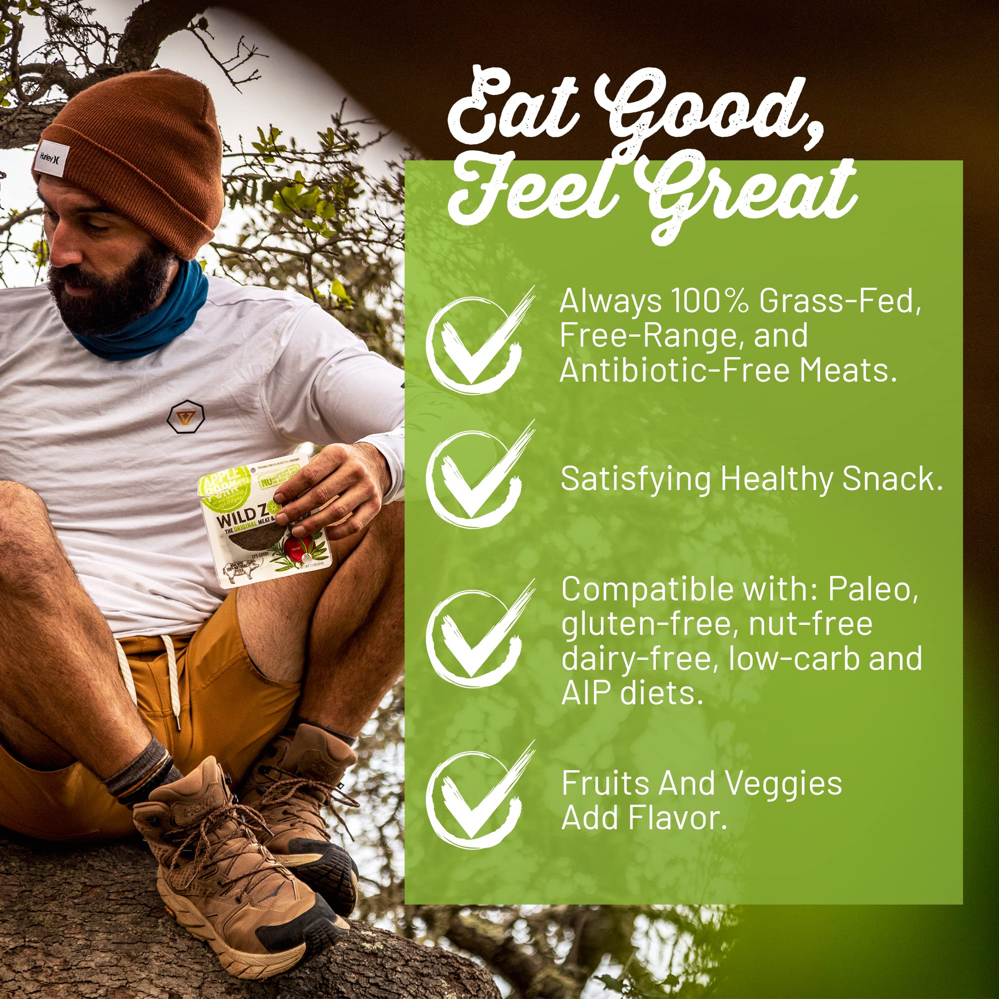 Wild Zora Mediterranean Lamb Meat & Veggie Bars - 10 Pack | 100% Grass-Fed Lamb Jerky | Paleo, AIP, Gluten & Soy Free | High Protein Snacks for Hiking, Camping & Keto Diet | No Added Sweetener