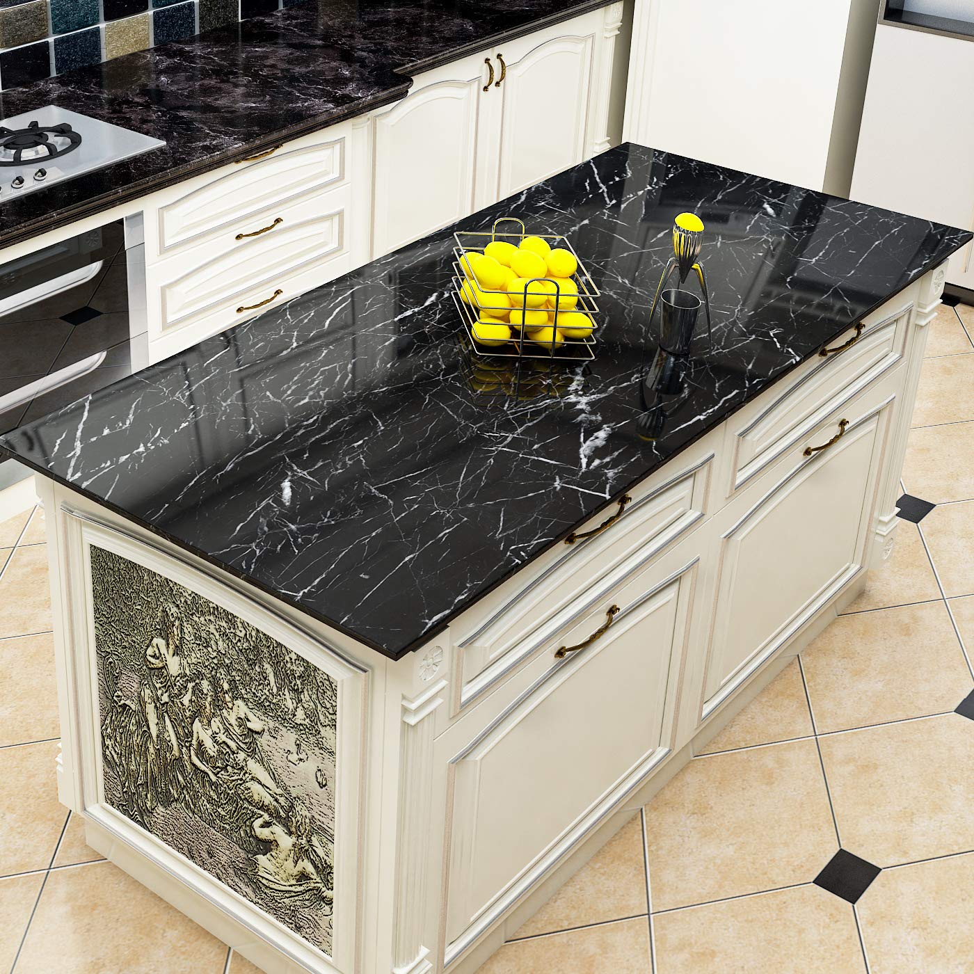 YENHOME Black Marble Peel and Stick Contact Paper - 17.7