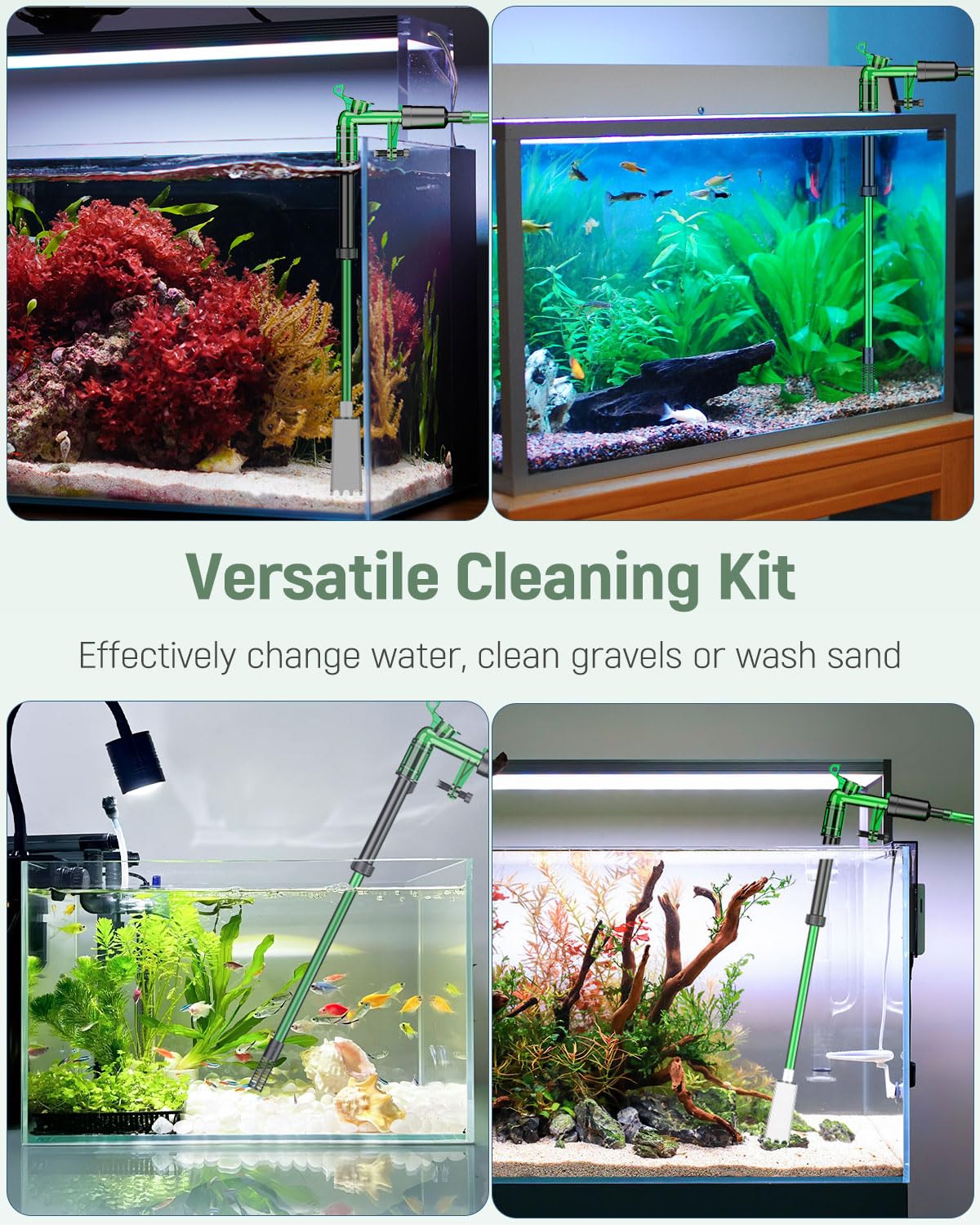 Pawfly Aquarium Water Changer Kit - 6ft Fish Tank Siphon Vacuum Cleaner with Extendable Hose | Manual Gravel Cleaner for Water Changing, Sand Washing & Tank Maintenance | Perfect for Freshwater & Saltwater Aquariums