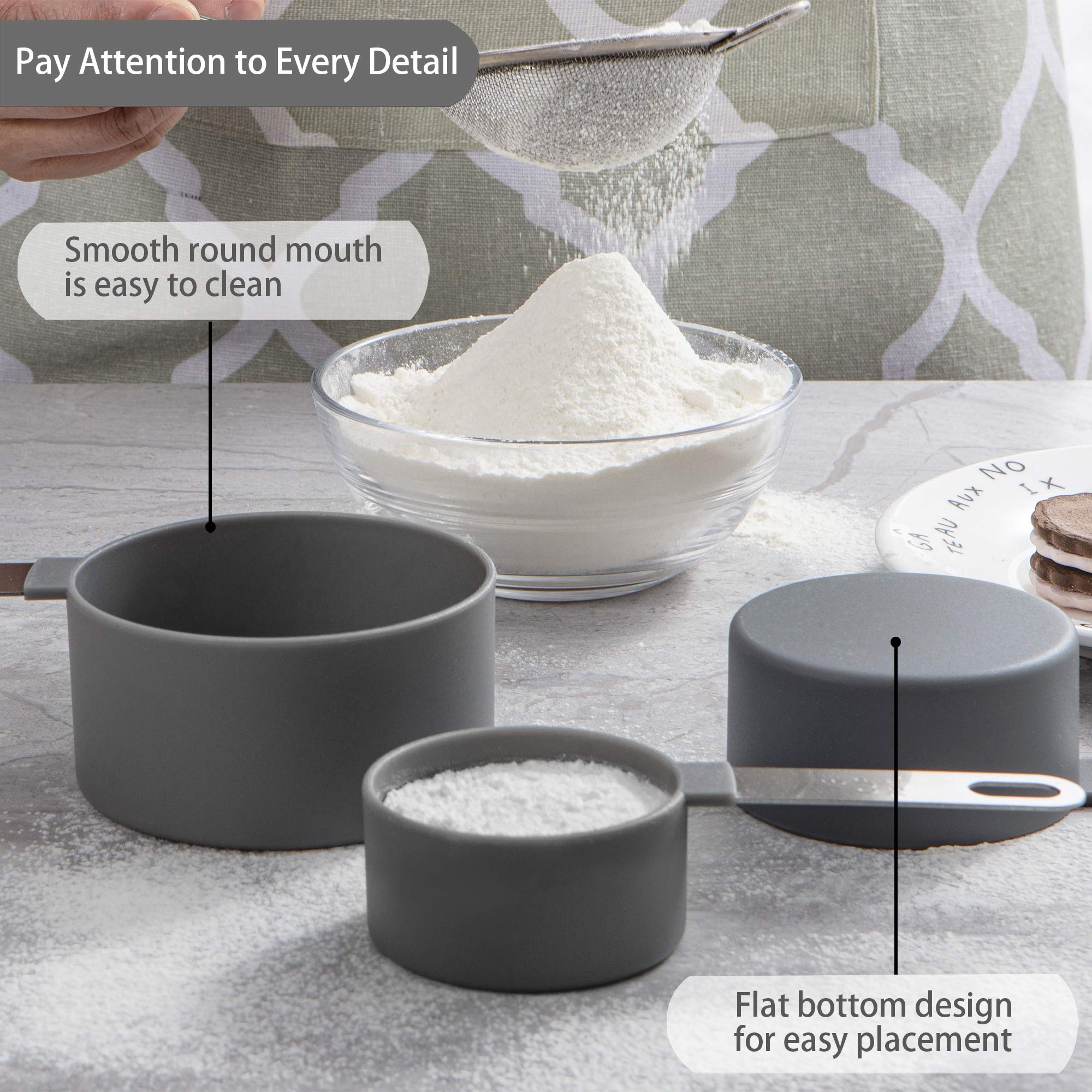 Premium 10-Piece Stainless Steel Measuring Cups and Spoons Set - Stackable Kitchen Gadgets for Dry & Liquid Ingredients (Gray) - Perfect for Baking, Cooking & Meal Prep