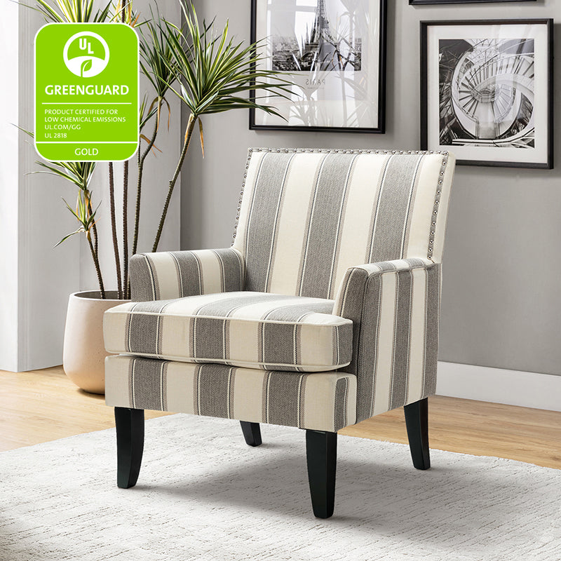Bradley Armchair - Modern Accent Chair for Living Room, Bedroom & Office - Comfortable Upholstered Lounge Chair with Sturdy Wooden Legs - Perfect for Relaxing, Reading & Decorating Your Home