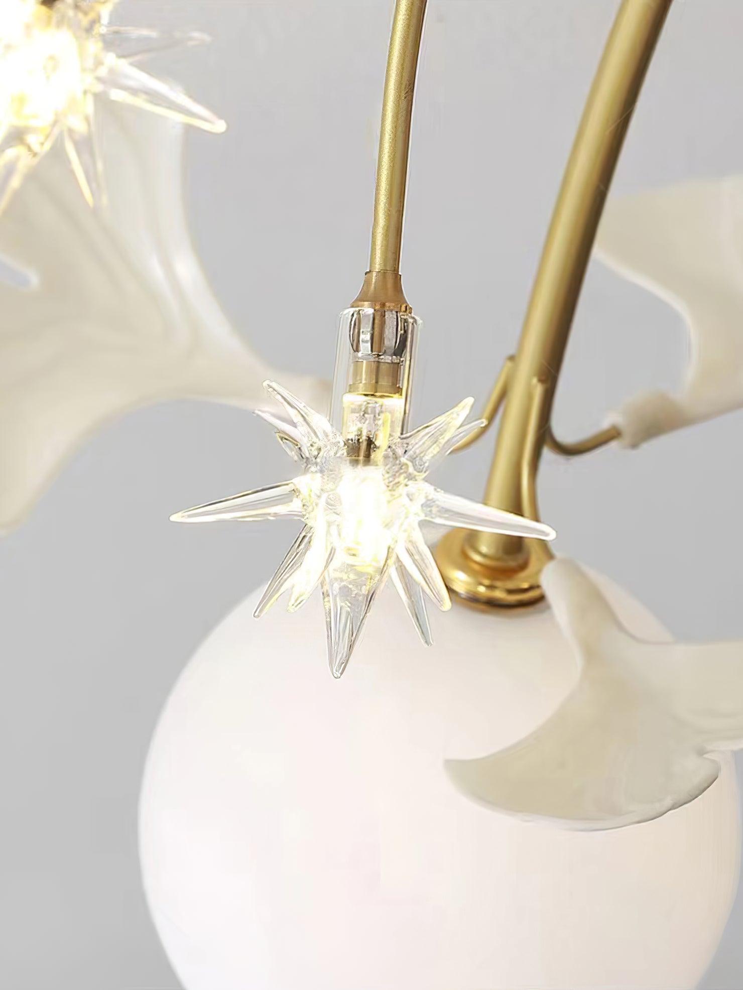 Modern Ginkgo Leaf Glass Ceiling Light Fixture - Elegant LED Chandelier for Living Room, Bedroom, Dining Room - Perfect for Home Decor and Ambient Lighting