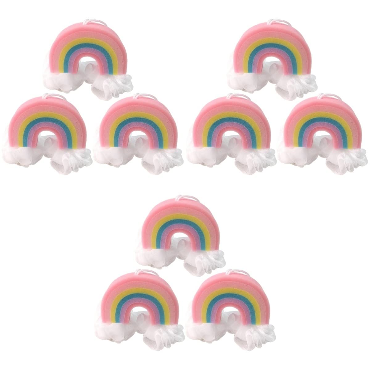 Beaupretty 9-Piece Rainbow Loofah Bath Sponge Set - Exfoliating Shower Pouf for Adults & Kids, Soft Bath Scrubber Balls for Gentle Skin Cleansing - Perfect Bathroom Accessories for Daily Shower & Spa Relaxation