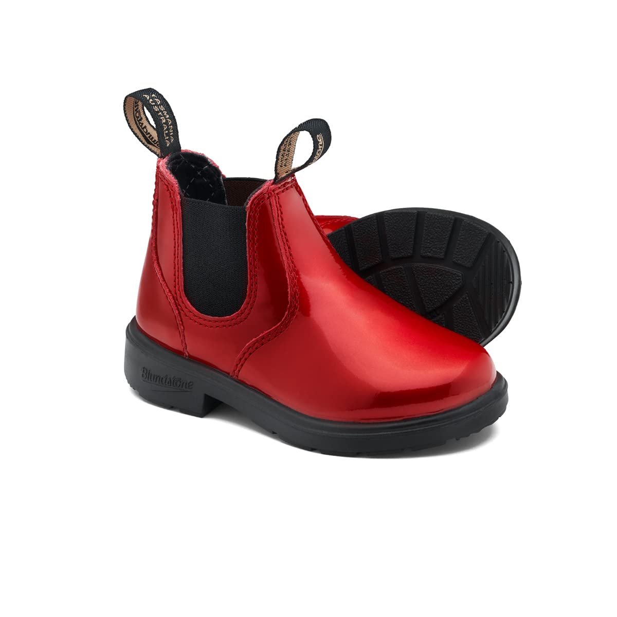 Blundstone Range Boots for Kids - Patent Red (Toddler/Little Kid/Big Kid Sizes AU 2 / US 3-3.5) - Durable & Comfortable Leather Boots for Outdoor Play, School & Everyday Wear