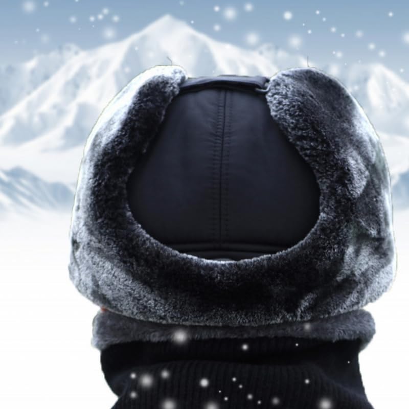 Winter Warm Thicken Faux Fur Aviator Hat with Ear Flaps for Men & Women - Soft Thermal Pilot Cap for Skiing & Cold Weather (Grey, One Size) - Perfect for Outdoor Activities, Snow Sports, and Winter Fashion