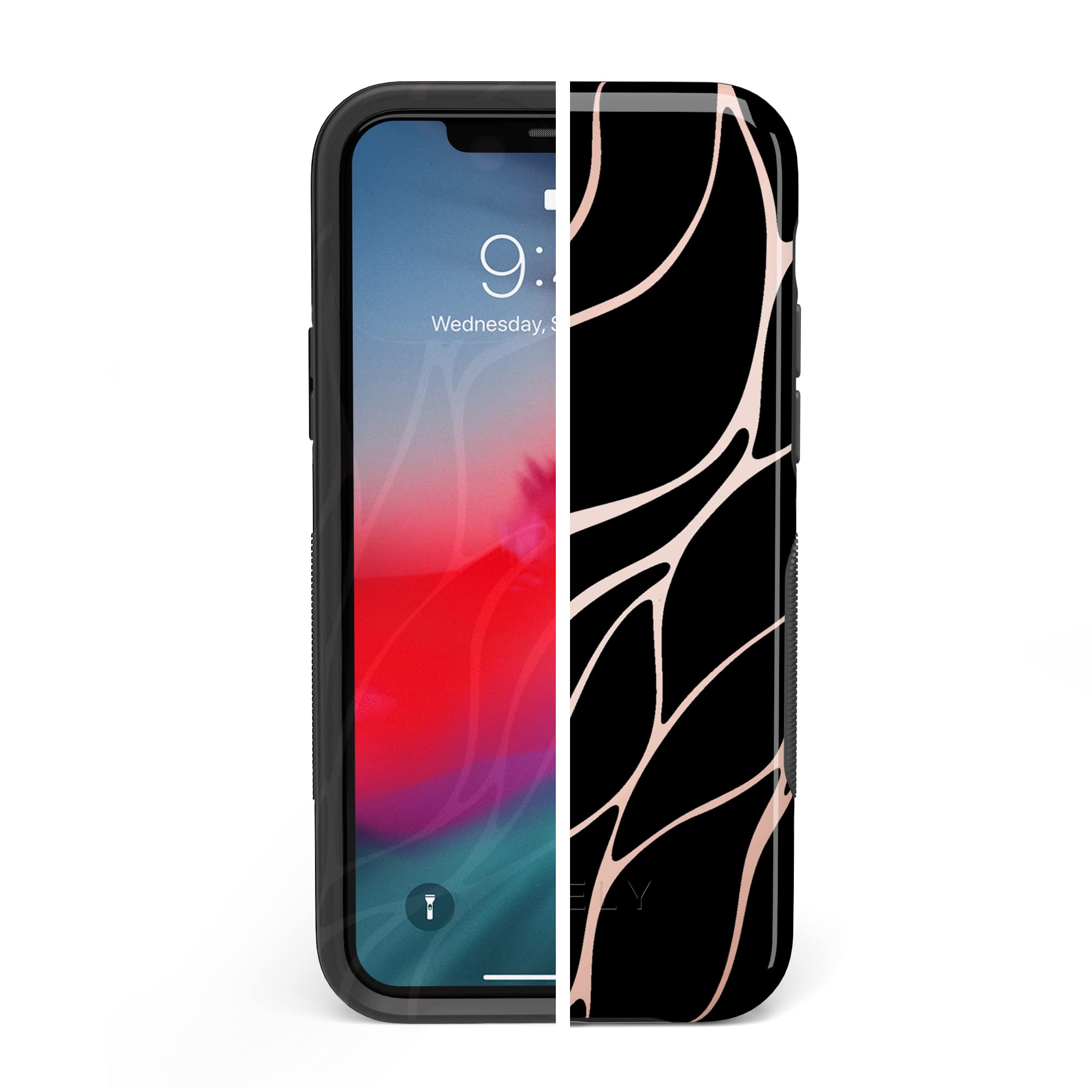 Casely iPhone 11 Pro Max Case - Sleek Black & Gold Metallic Waves Protective Cover | Durable Shockproof Phone Case for Everyday Use, Work & Travel