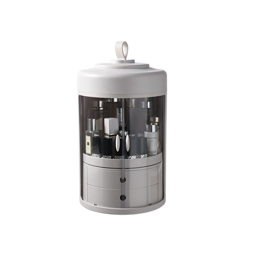 360° Rotating Makeup Organizer with Drawer - Large Capacity Cosmetic Display Case & Storage Solution for Vanity, Salon, and Travel Use