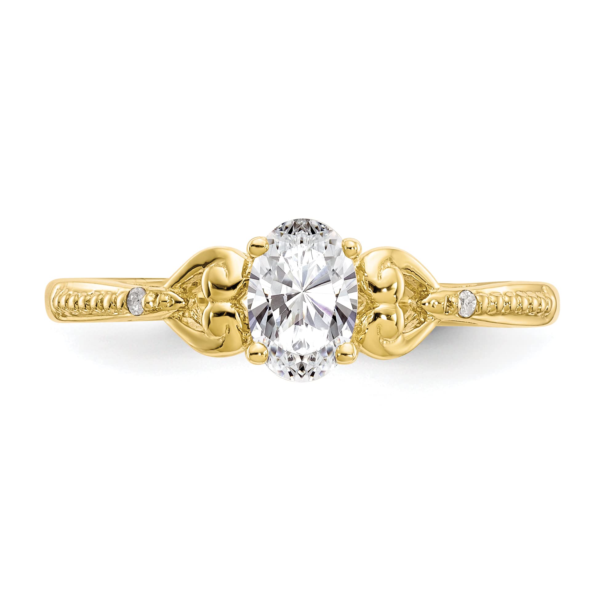 10K Yellow Gold White Topaz & Diamond Ring for Women - Size 7, Elegant Bridal Jewelry, Anniversary Gift, Engagement Ring, Wedding Band, Promise Ring for Her