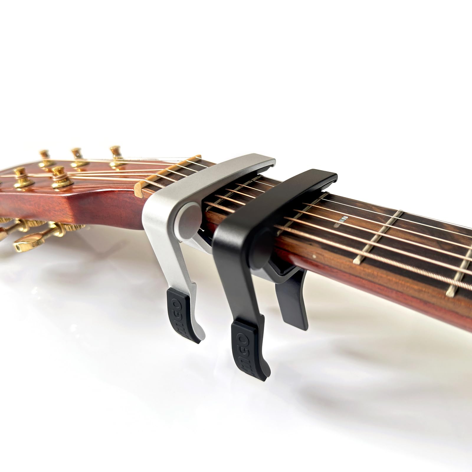 WINGO 6 String Guitar Capo - Single Handed Clamp for Acoustic & Electric Guitars (2 Pack - Black & Silver) | Perfect for Live Performances, Studio Recording & Practice Sessions