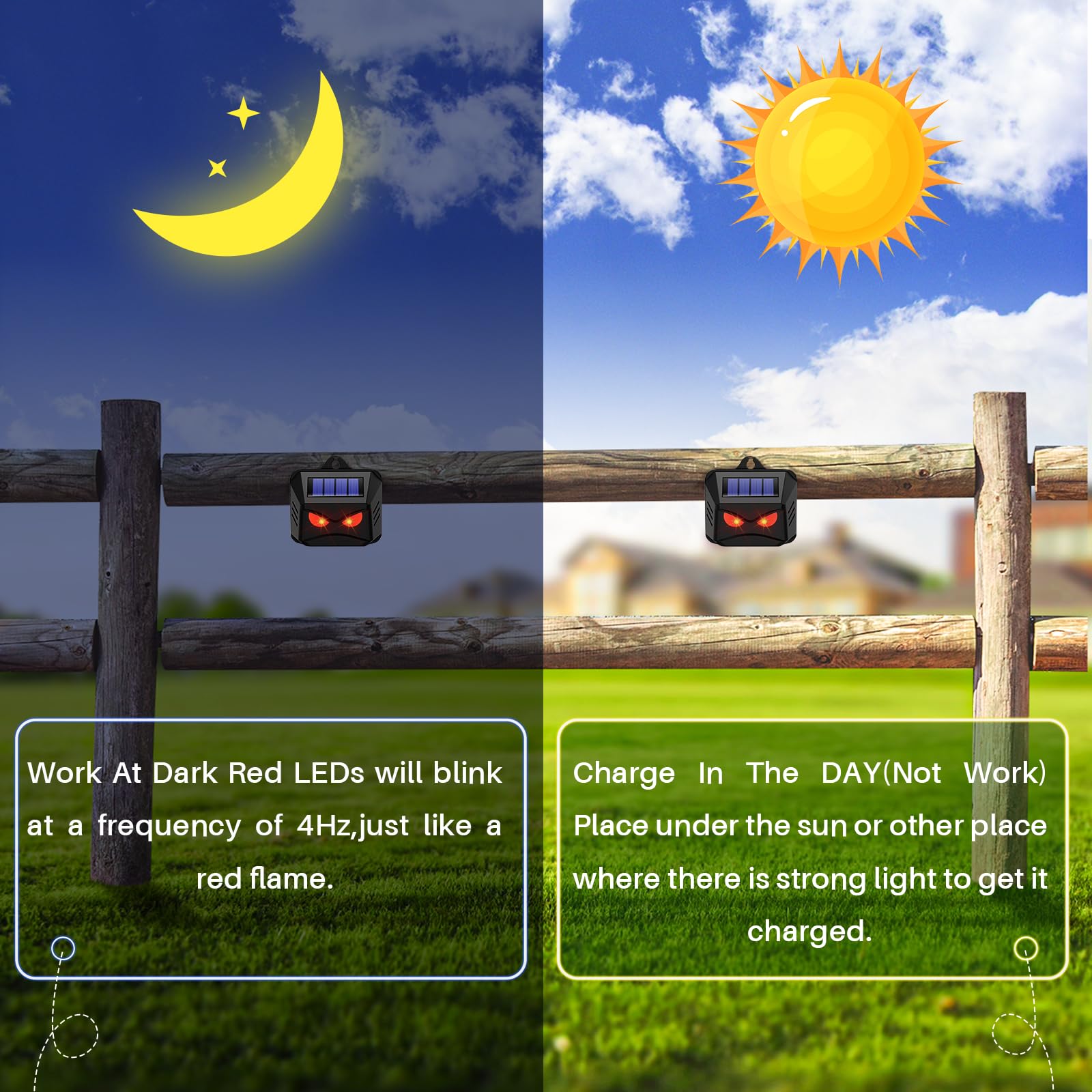 8 Pack Solar Powered Animal Repeller - Predator Eyes Deterrent with Red LED Flashing Lights - Scares Away Deer, Coyotes, Skunks, Raccoons & Foxes - Waterproof Outdoor Pest Control for Chicken Coops, Farms, Gardens & Backyards
