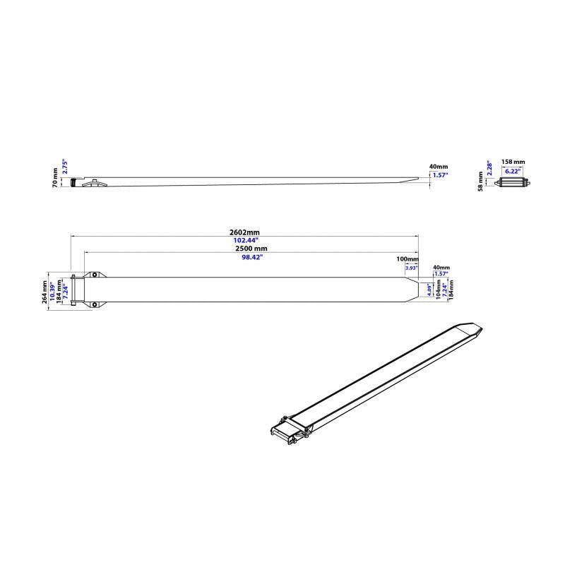 Heavy Duty Aardwolf Fork Extensions - Durable Forklift Attachment for Warehouse & Industrial Use