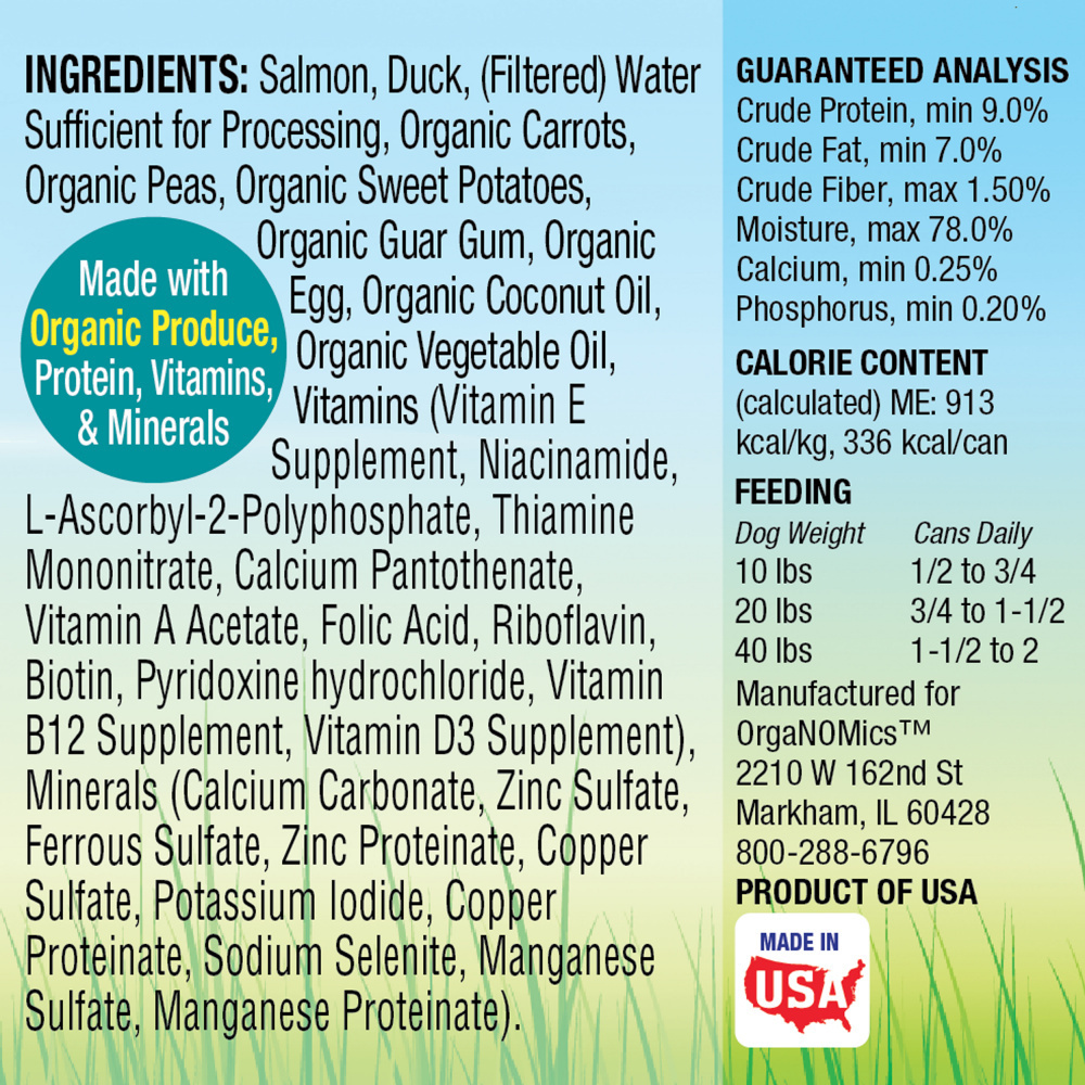 Premium Organomics Salmon & Duck Dinner for Dogs - Grain-Free, High-Protein Wet Dog Food for All Breeds & Ages - Perfect for Mealtime, Training Treats & Special Occasions