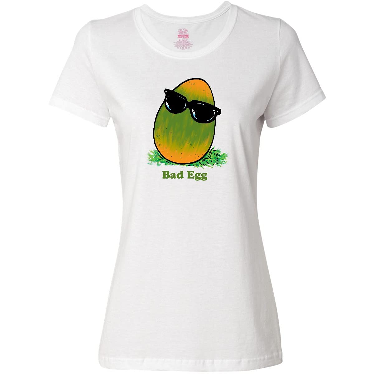 Easter Green and Yellow Bad Egg with Sunglasses Women's T-Shirt | Funny Easter Graphic Tee for Women | Perfect for Easter Parties & Spring Outfits