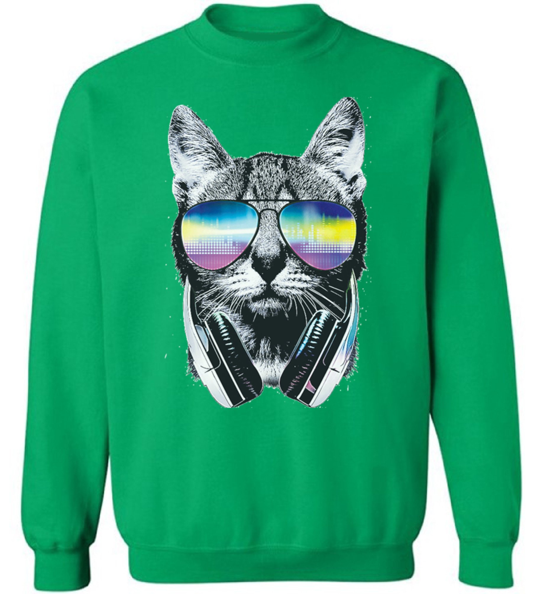 Pekatees DJ Cat Sweatshirt - Funny Cat Beats Sweater for Men & Women | Music Lover Gift | Cozy Pullover for Concerts, DJ Nights & Casual Wear
