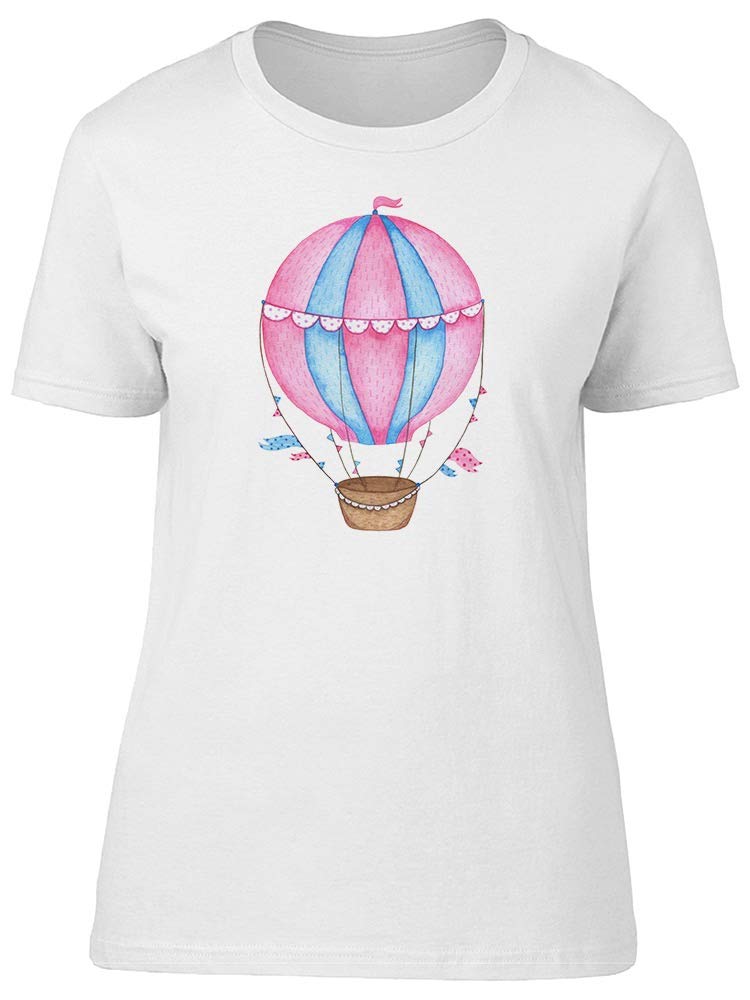 Women's Watercolor Pink Hot Air Balloon T-Shirt - Soft Cotton Casual Tee for Summer Outfits & Travel Adventures