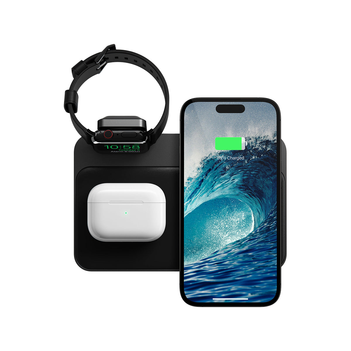 NOMAD Base Station for Apple Watch Edition V4 - Wireless Charging Stand for iPhone & Apple Watch - Perfect for Home, Office & Travel