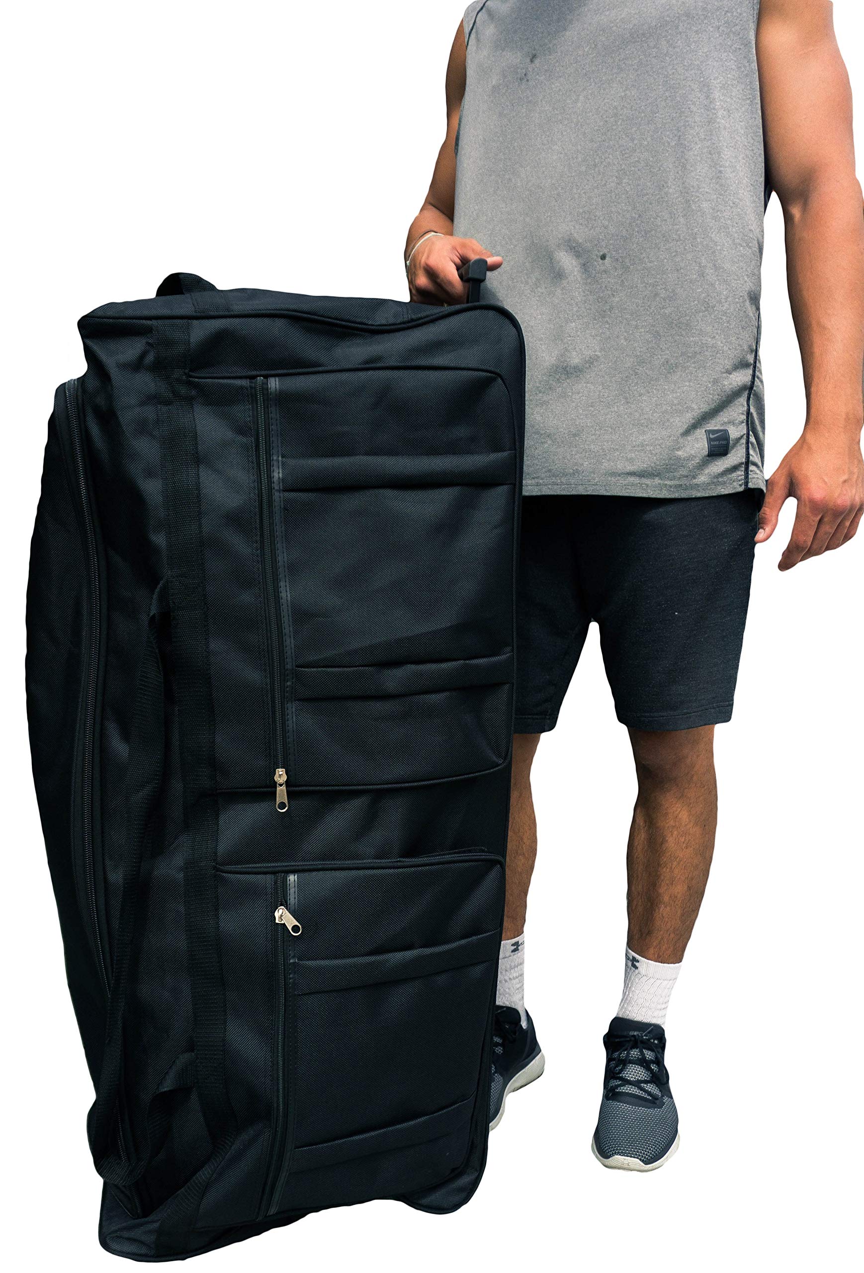 46-inch Rolling Duffle Bag with Wheels - Heavy Duty XL Travel Luggage for Hockey Gear, Sports Equipment & Oversized Storage | Perfect for Air Travel, Gym, Camping & Team Sports