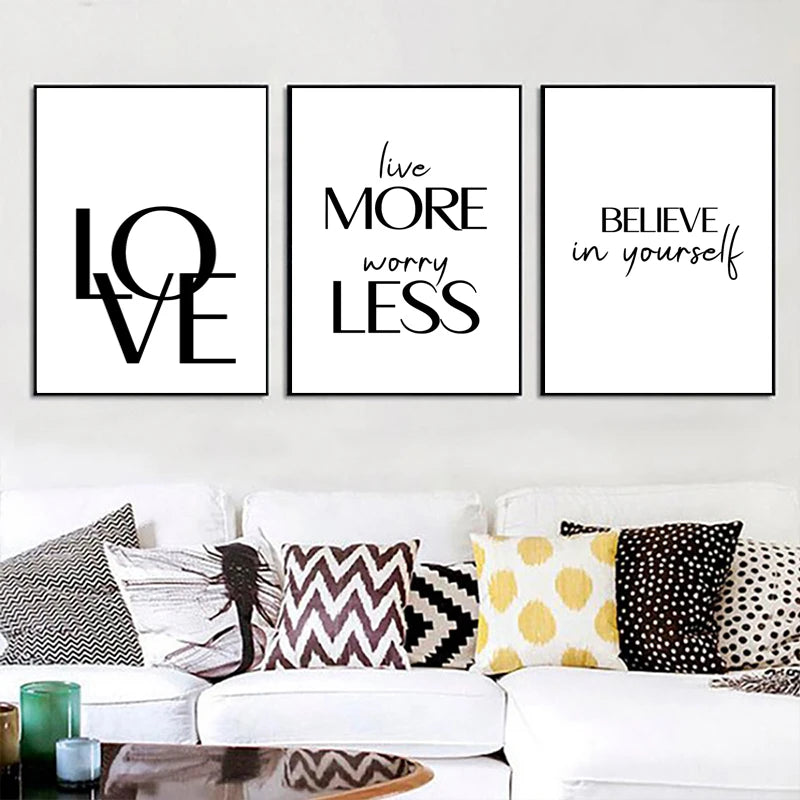 Inspirational Quotes Wall Art - Modern Cursive Verse Canvas Paintings & Posters for Home Office Decor | Nordic Style Motivational Wall Decor for Living Room, Bedroom & Workspace