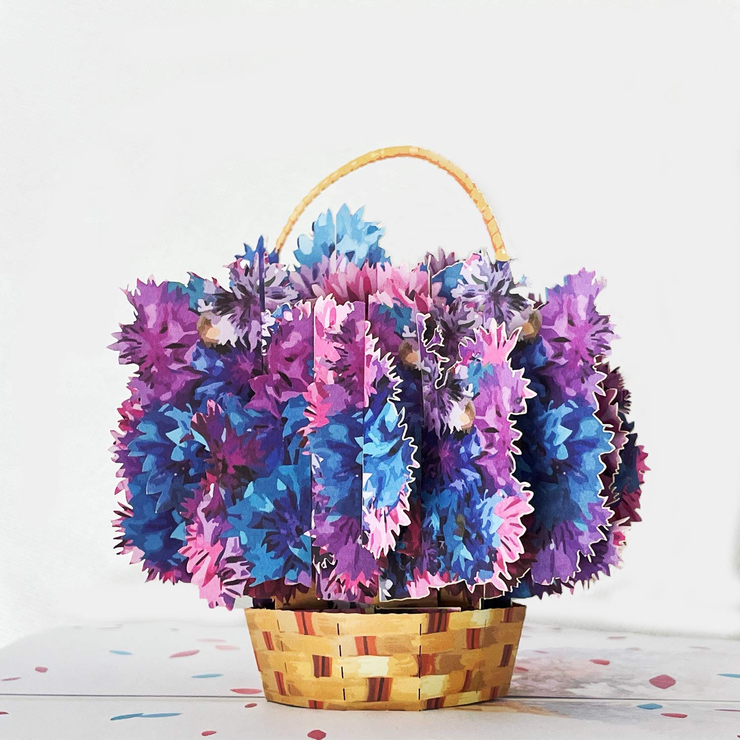 WHO GIFT WHAT Floral Basket Pop-up Greeting Card with Envelope | Unique 3D Birthday Card for Valentine's Day, Anniversary, Wedding & Engagement | Romantic Funny Gift for Kids, Couples & Friends | Perfect for Surprise Proposals, Love Notes & Special Occasions