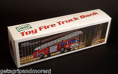 Vintage HESS 1986 Red Toy Fire Truck Bank with Ladder & Engine - Collectible Firefighter Toy for Kids & Adults | Perfect for Christmas Gifts, Birthday Presents & Toy Collections
