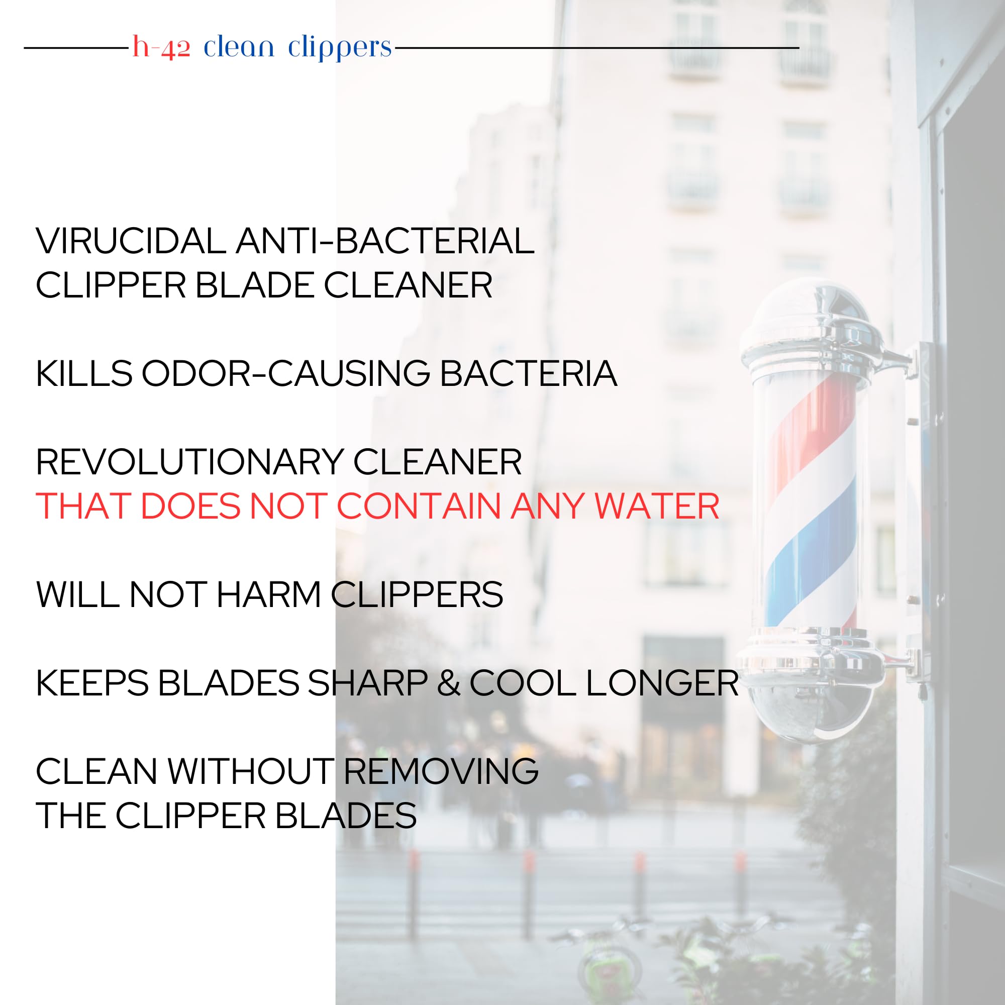 H-42 Professional Hair Clipper Blade Cleaner with Brush - 8oz Bottle for Barber Shops & Home Grooming - Disinfects & Lubricates Clipper Blades for Smooth Haircuts
