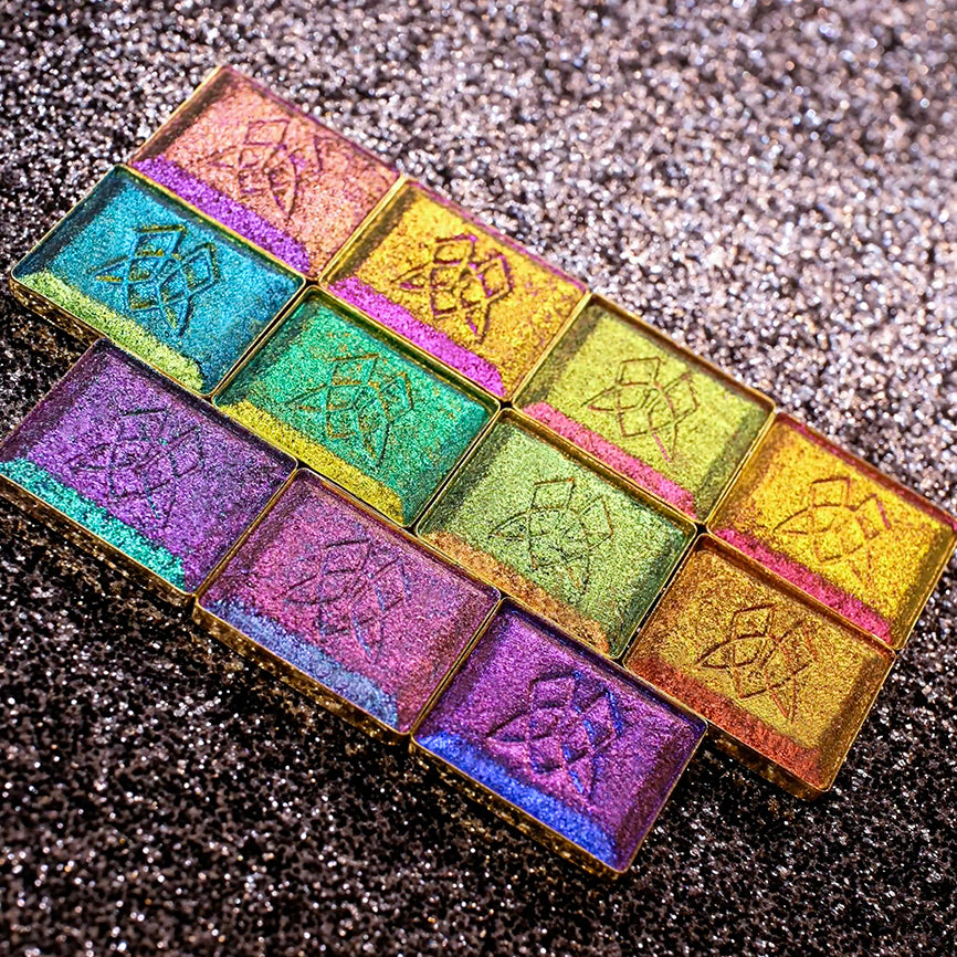 Forge Lite | Multichrome Jewelled Eyeshadow Palette - Long Lasting & Highly Pigmented for Day & Night Makeup Looks
