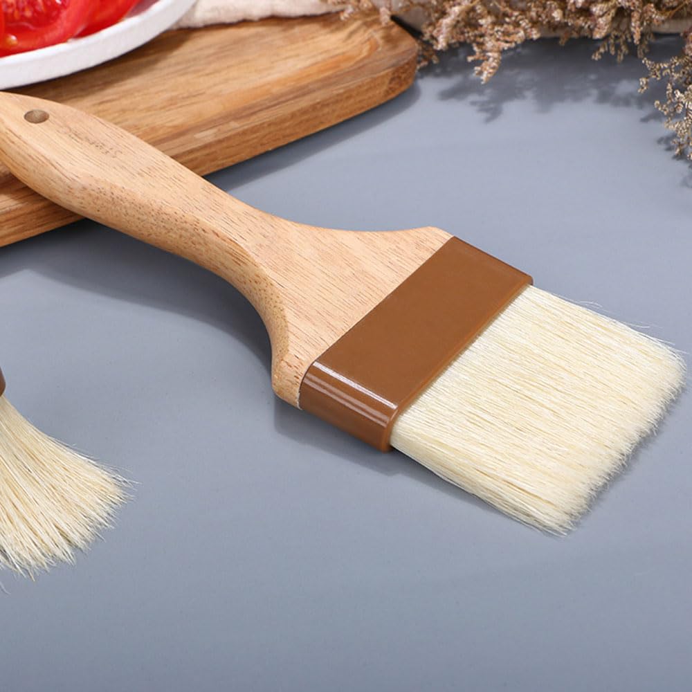 2 Pack Boar Bristle Pastry Brushes - 3 Inch Wide Beechwood Handle Basting Brush for BBQ, Grilling, Baking - Perfect for Spreading Butter, Oil & Marinades on Meats, Breads & Pastries - Ideal for Kitchen, Outdoor Cooking & Professional Baking