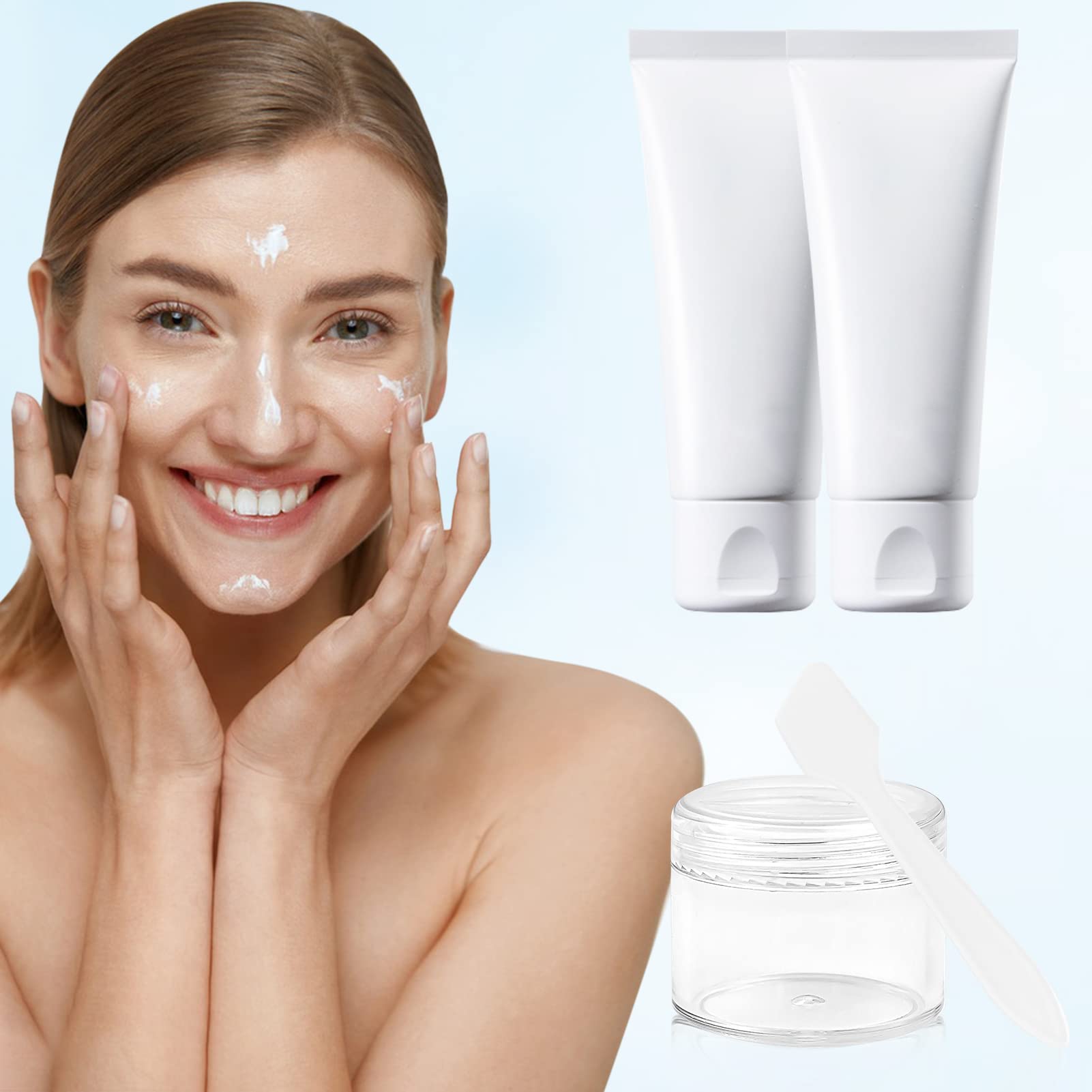 6-Piece Leakproof Travel Bottle Set - 10ml & 20ml Clear Plastic Cosmetic Containers with Lids & Spatulas for Toiletries, Creams & Makeup | Perfect for Air Travel, Gym Bags & On-The-Go Essentials