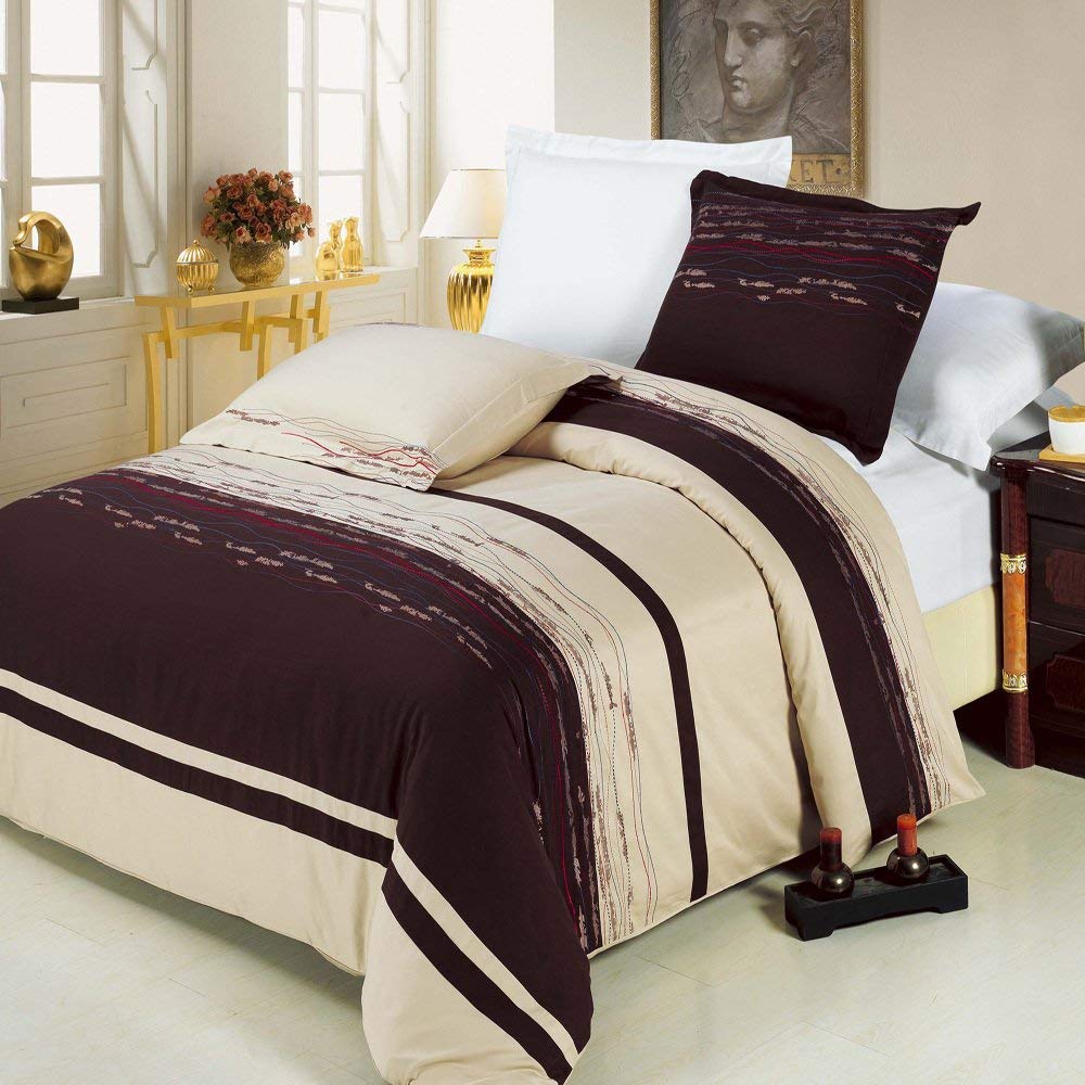 Clarice Embroidered 8-Piece Full Size Bed in a Bag Comforter Set - 100% Cotton 300 Thread Count | Includes 4-Piece Sheet Set, 3-Piece Duvet Cover & Down Alternative Comforter | Perfect for Master Bedroom, Guest Room & Dorm Decor