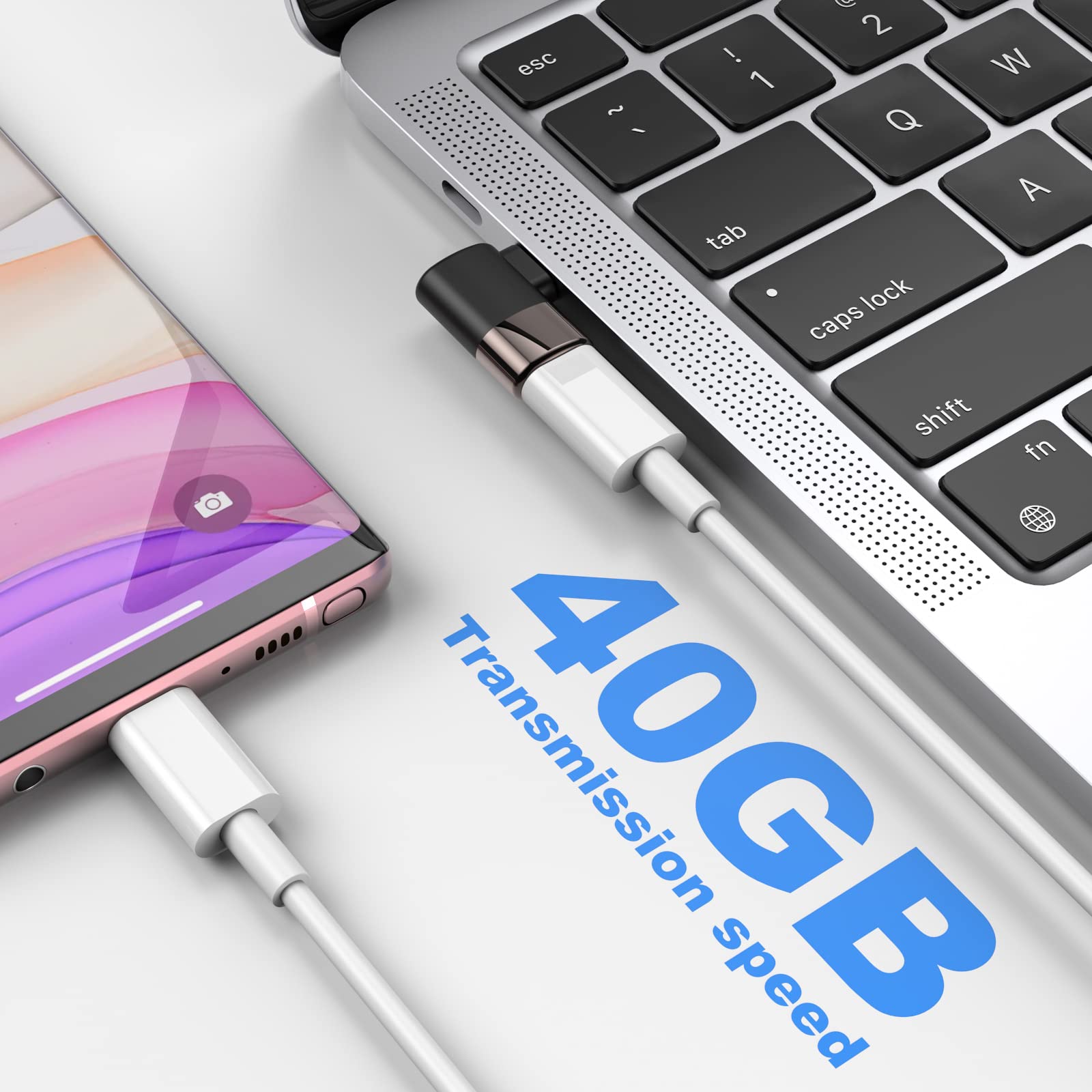 90 Degree Right Angle USB C Connector - USB C Male to Female Adapter for Steam Deck, Laptops & Tablets | Up/Down Orientation | Compatible with Galaxy S22, PC & More | Perfect for Gaming, Office & Travel Use