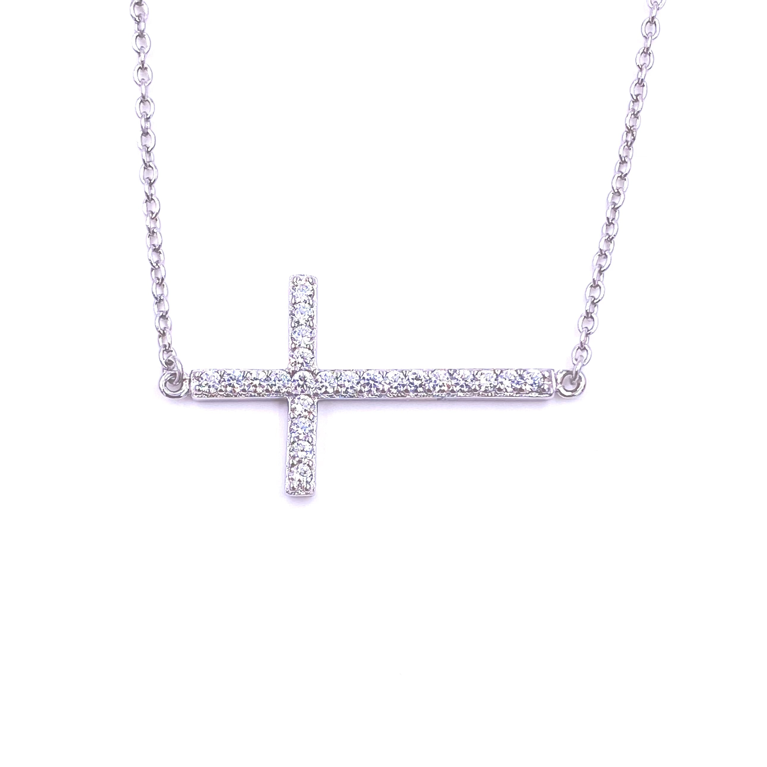 Ashley Gold Sterling Silver CZ Cross Necklace for Women - Elegant Cubic Zirconia Religious Jewelry for Church, Wedding & Everyday Wear