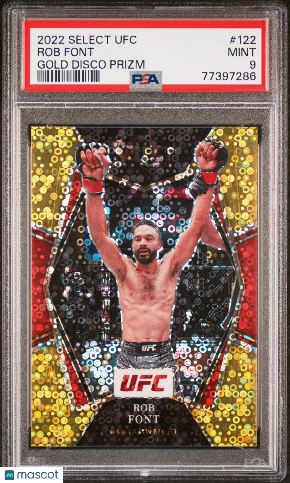 2022 Panini Select UFC Rob Font Gold Disco Prizm #122 PSA 9 Graded Trading Card - Collectible Sports Memorabilia for UFC Fans and Card Collectors (Perfect for Display, Investment, or Gifting)