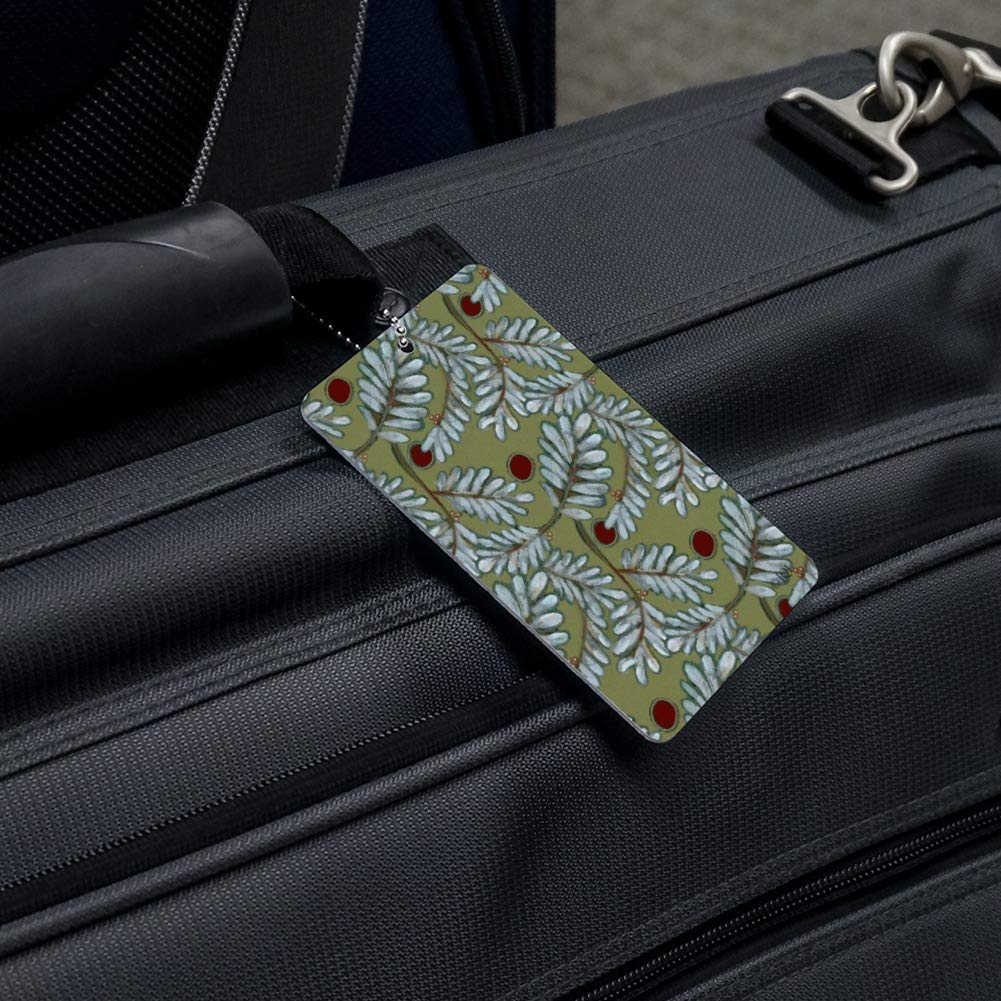 White Leafy Branches Pattern Luggage Tag - Durable Suitcase ID Card for Carry-On Bags - Perfect for Travel, Business Trips & Vacation Identification