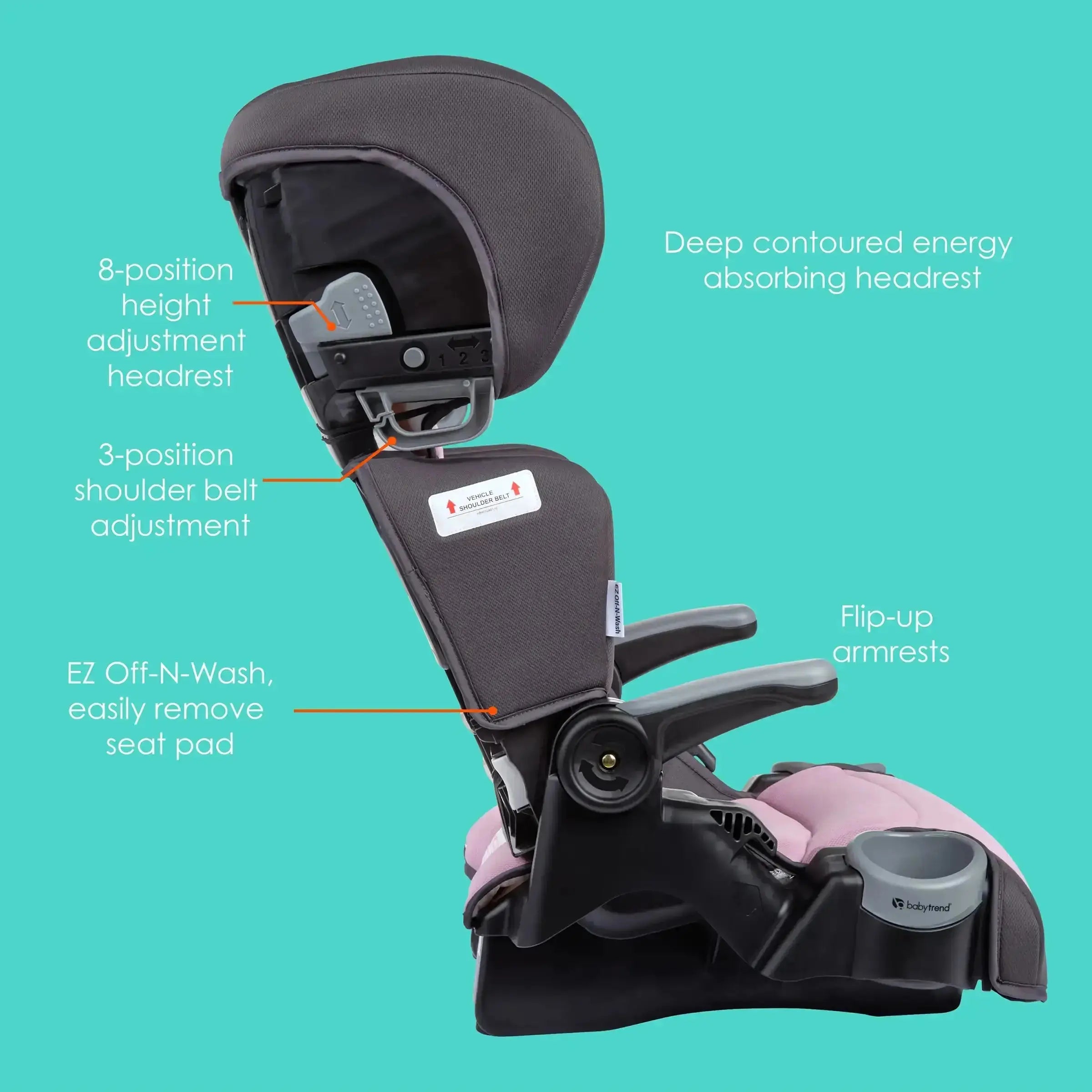 PROtect 2-in-1 Folding Booster Car Seat for Kids - Convertible High Back & Backless Car Seat for Travel & School - Safe & Portable for Toddlers 3-12 Years Old