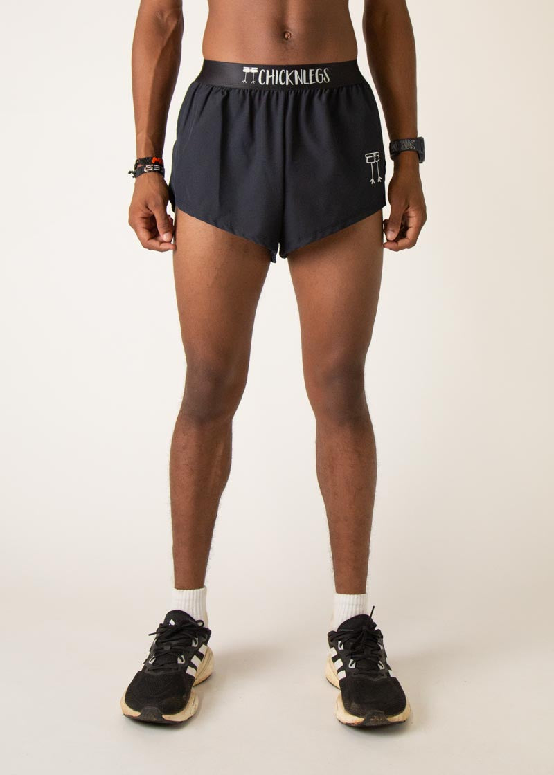 Men's Black 2 Split Running Shorts - Lightweight Athletic Shorts for Gym, Jogging & Workout - Breathable Quick-Dry Training Shorts with Side Pockets
