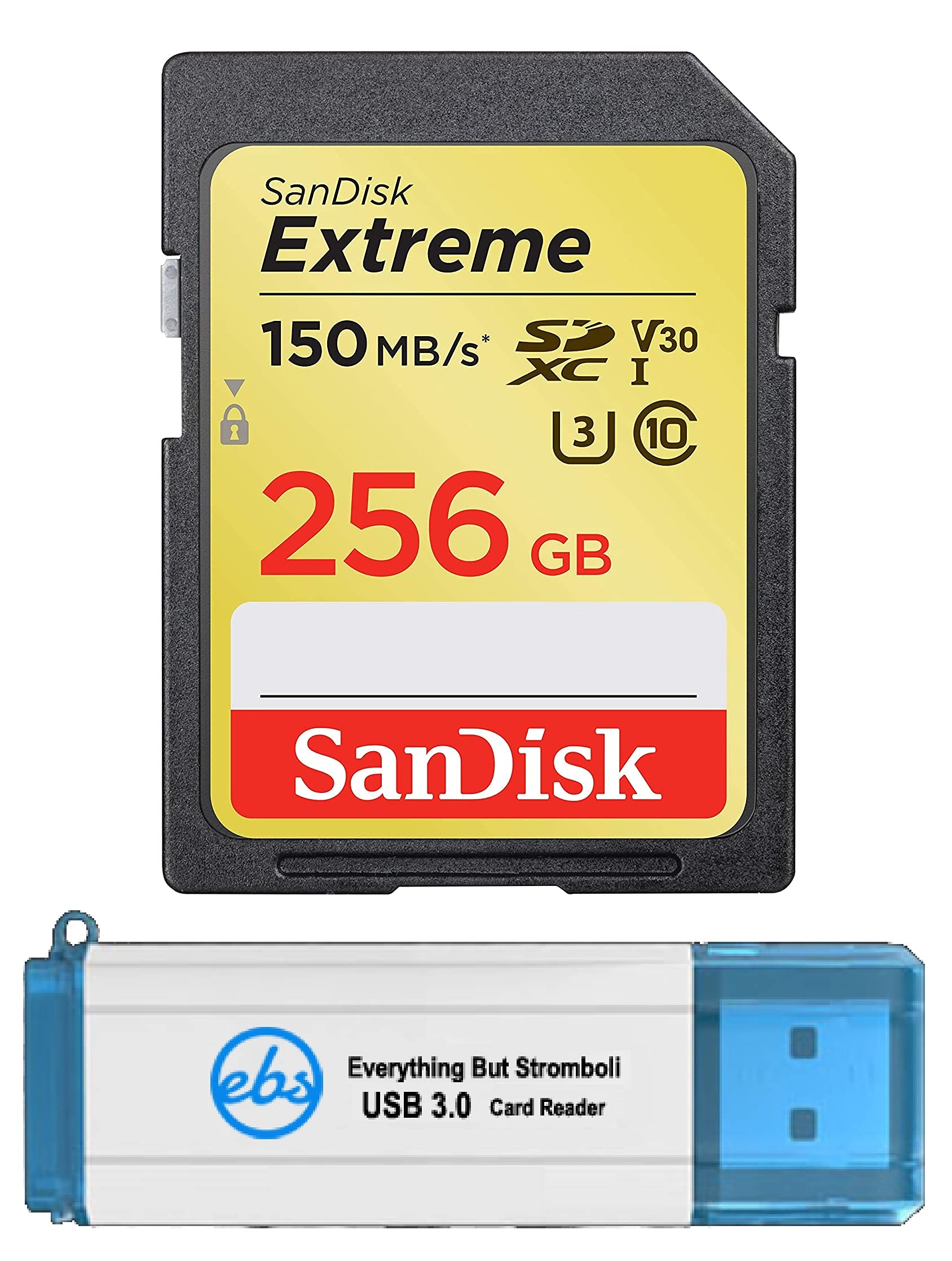 SanDisk 256GB Extreme SDXC UHS-I V30 Class 10 Memory Card (SDSDXVF-256G-GNCIN) - High Speed 4K Video Performance for Canon DSLR Cameras - Includes Card Reader - Perfect for Photography, Videography & Action Cameras