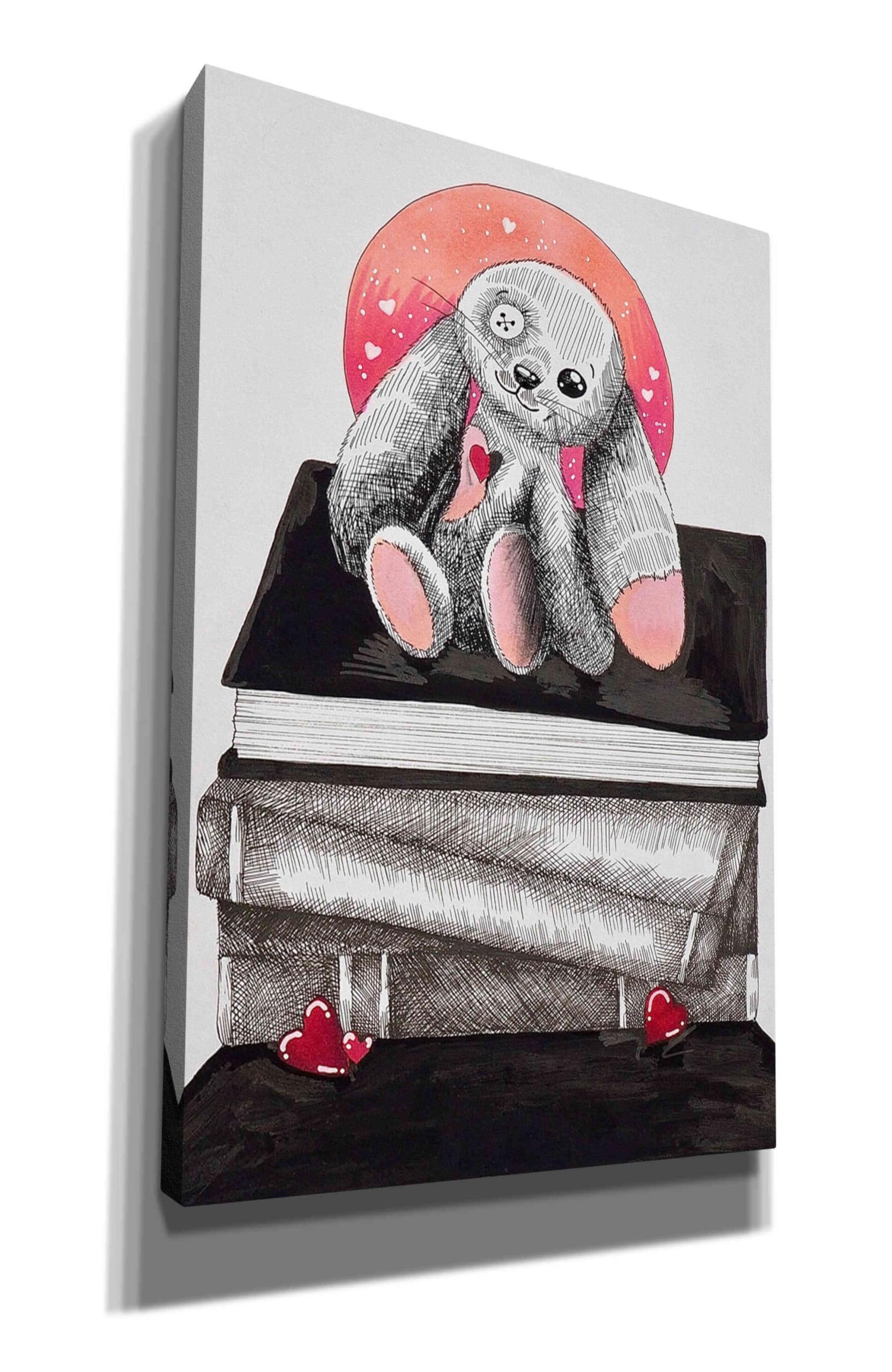 Epic Graffiti 'Bunny's Books' by Avery Multer - 26x40 Inch Modern Canvas Wall Art for Living Room, Bedroom & Office Decor