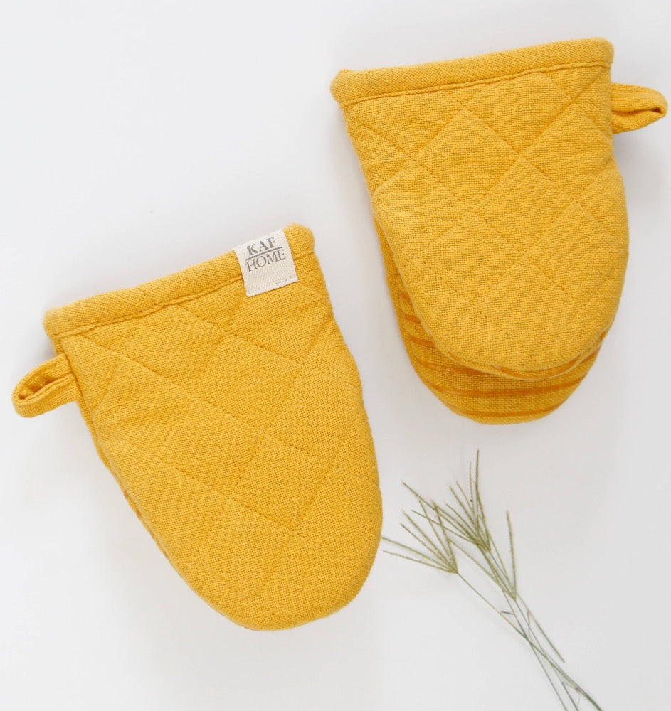 Premium Monaco Cotton & Silicone Oven Mitts Set - Heat Resistant Kitchen Gloves for Baking, Cooking & Grilling - Mini & Standard Size for Safe Food Handling