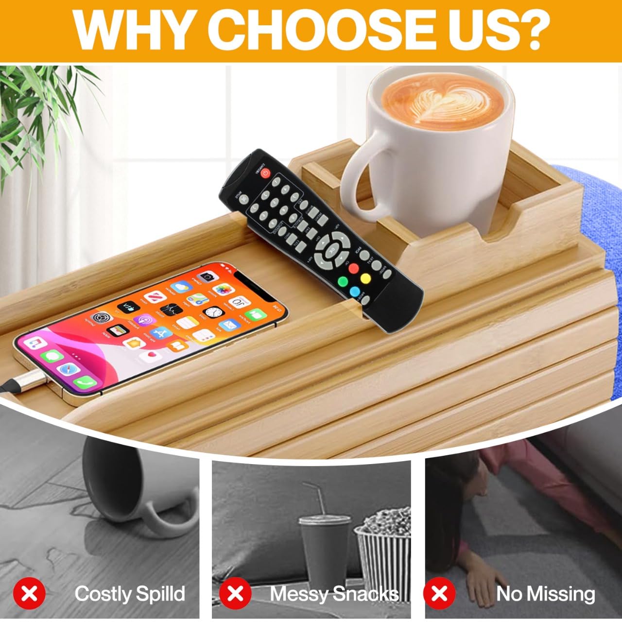 Foldable Anti-Slip Couch Cup Holder with Detachable Tray - Multi-Functional Sofa Caddy for Drinks, Phone & Snacks | Perfect for Movie Nights, Gaming & Relaxing on Your Couch